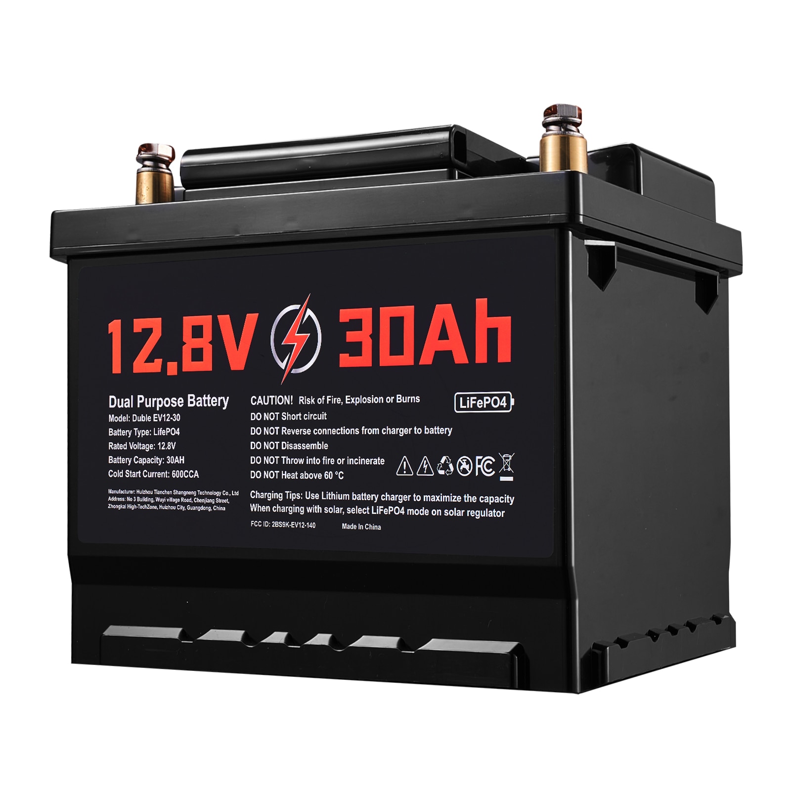 VEVOR 12V 30Ah Dual Purpose LiFePO4 Lithium Battery 600 CCA Group