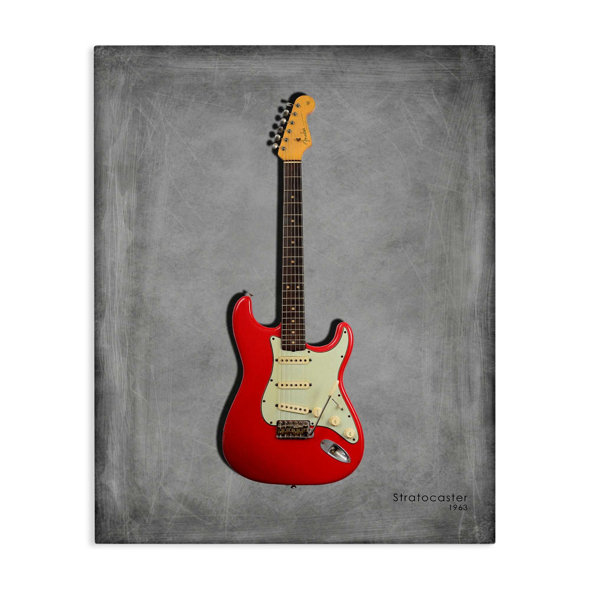 Stupell Industries BS-531-CN-24X30 Classic Red Guitar on Grey Canvas Wall Art By Mark Rogan 24 x 30