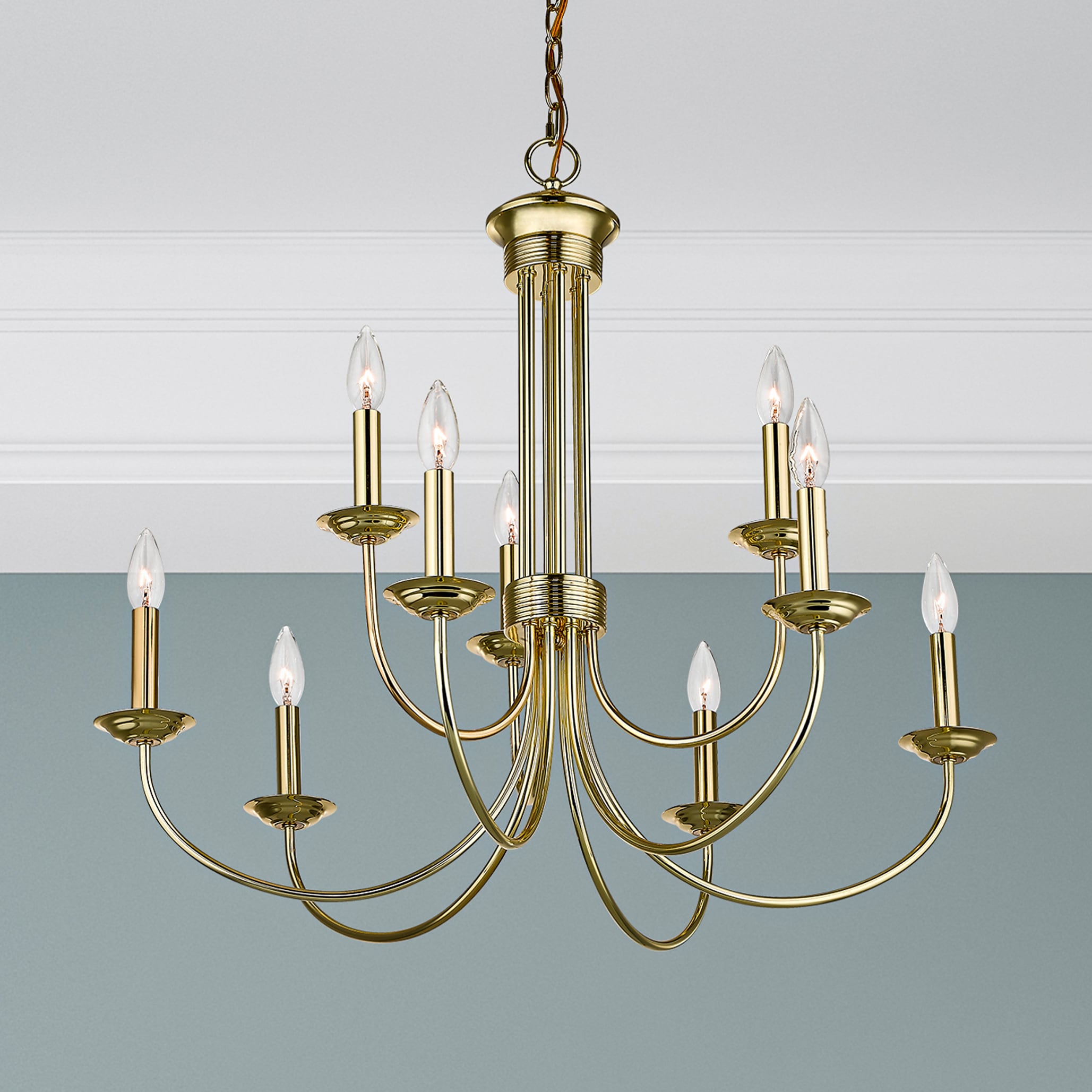 Estate Elegance 9-Light Polished Brass Traditional Chandelier