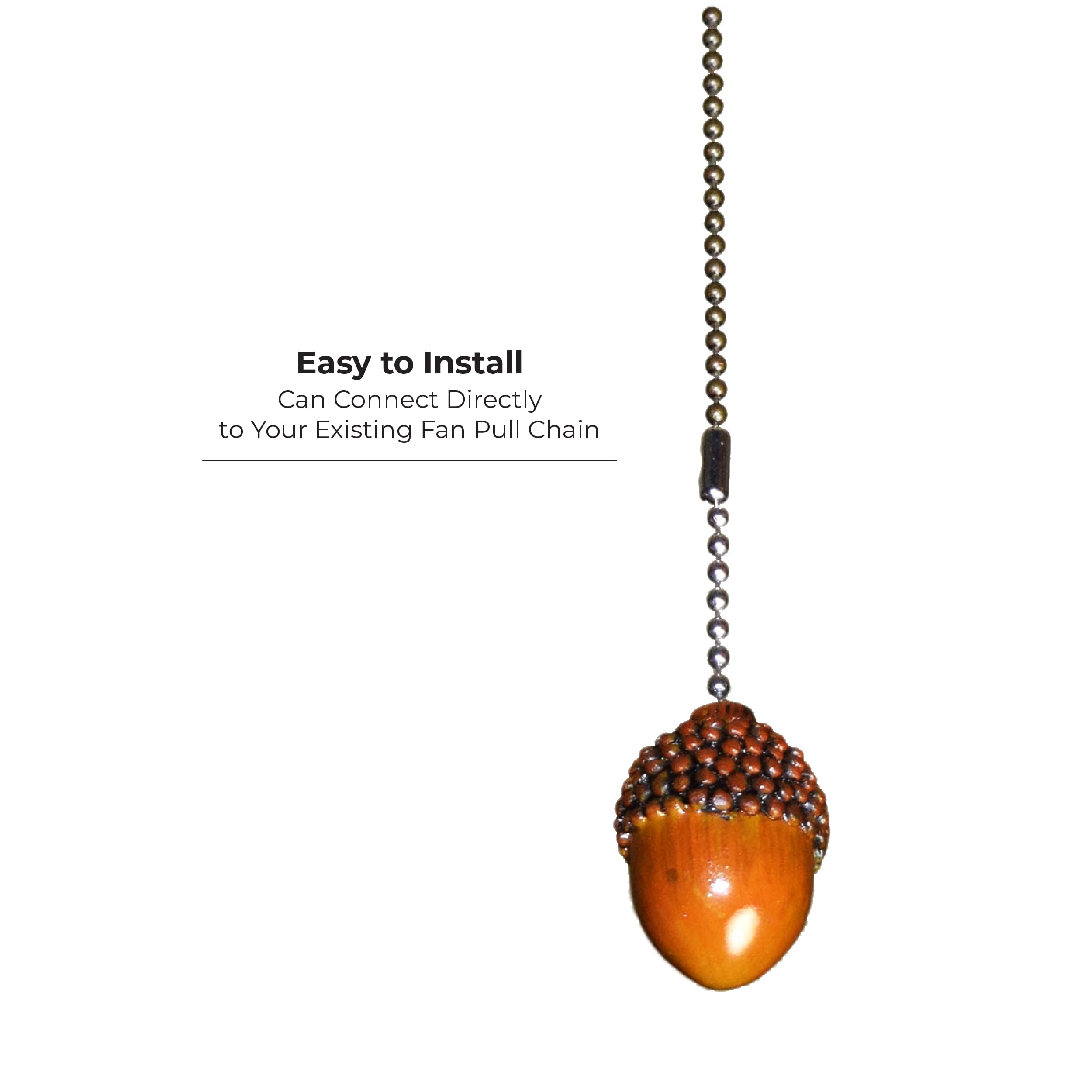 Hand-Painted Brown Acorn Ceramic Ceiling Fan Pull Chain