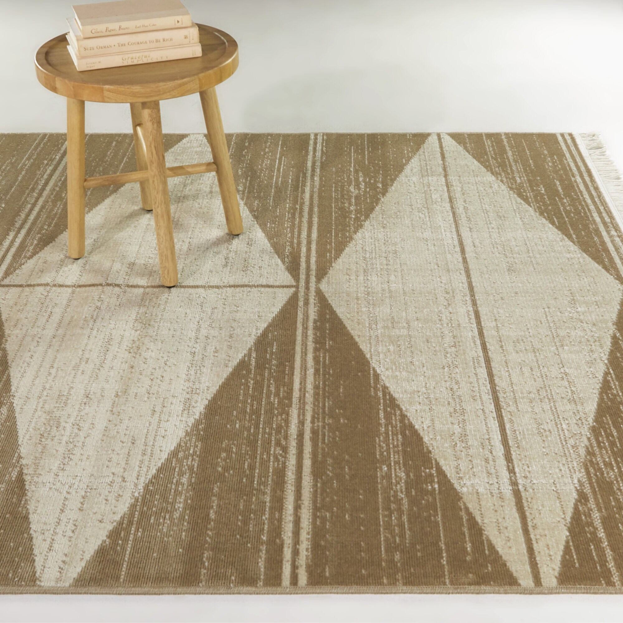 Balta 3111098 5 x 6 (ft) Polyester/Polypropylene Tan Rectangular Indoor Geometric Mid-Century Modern Area rug
