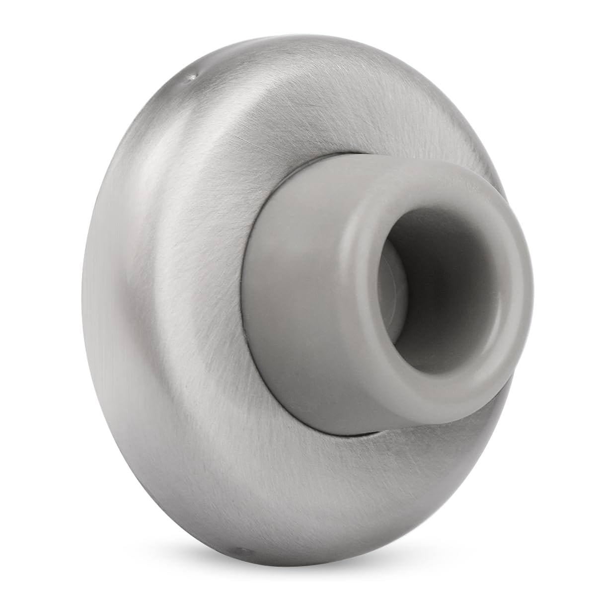 Lukvuzo  Concave Wall Door Bumper Stop Brushed Satin Nickel 2 1 2 Outside Diameter Stainless Steel Cover with 1 1 8 Gray Rubber Bumper Easy to