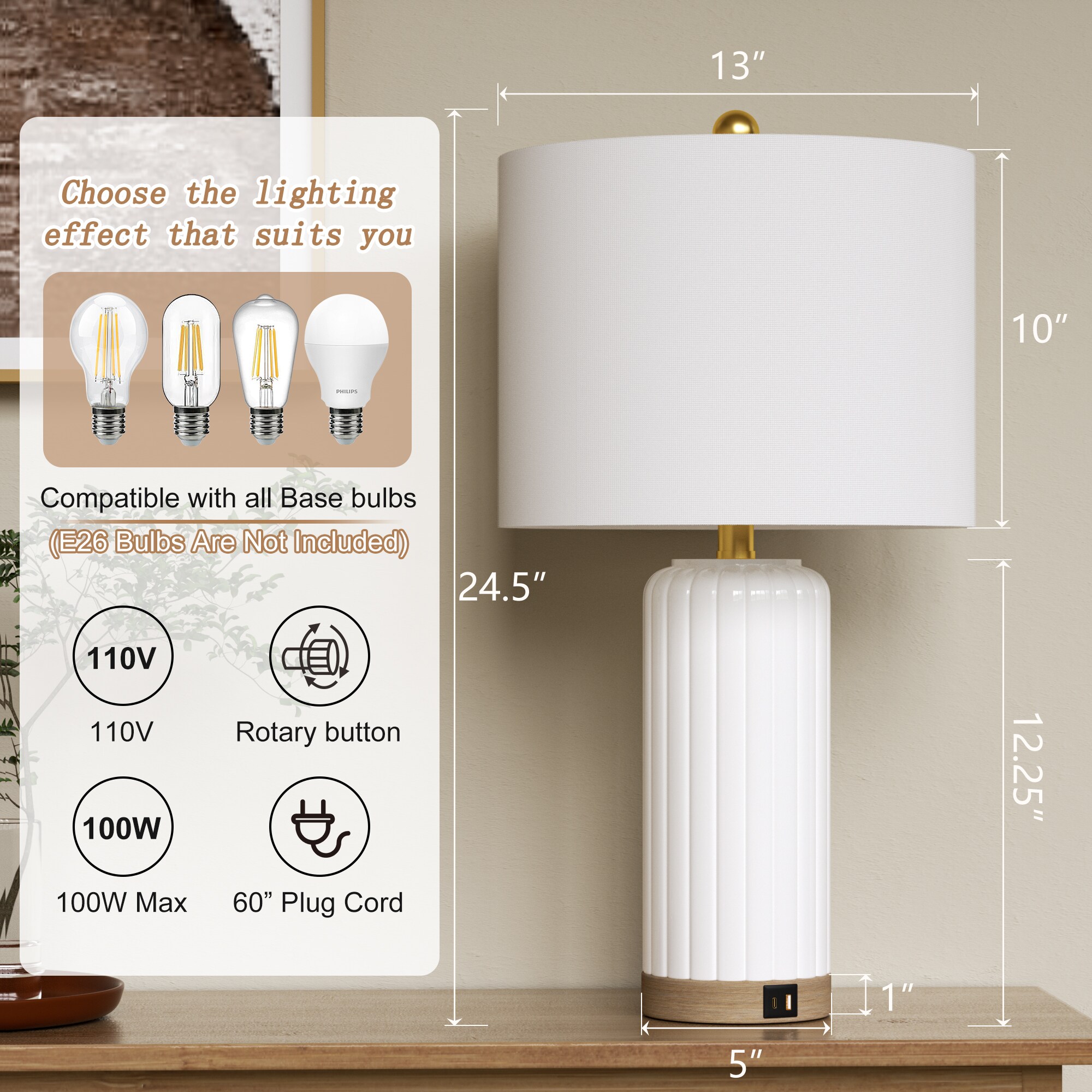 Maxax T236-WH Table-Lamps - View #5