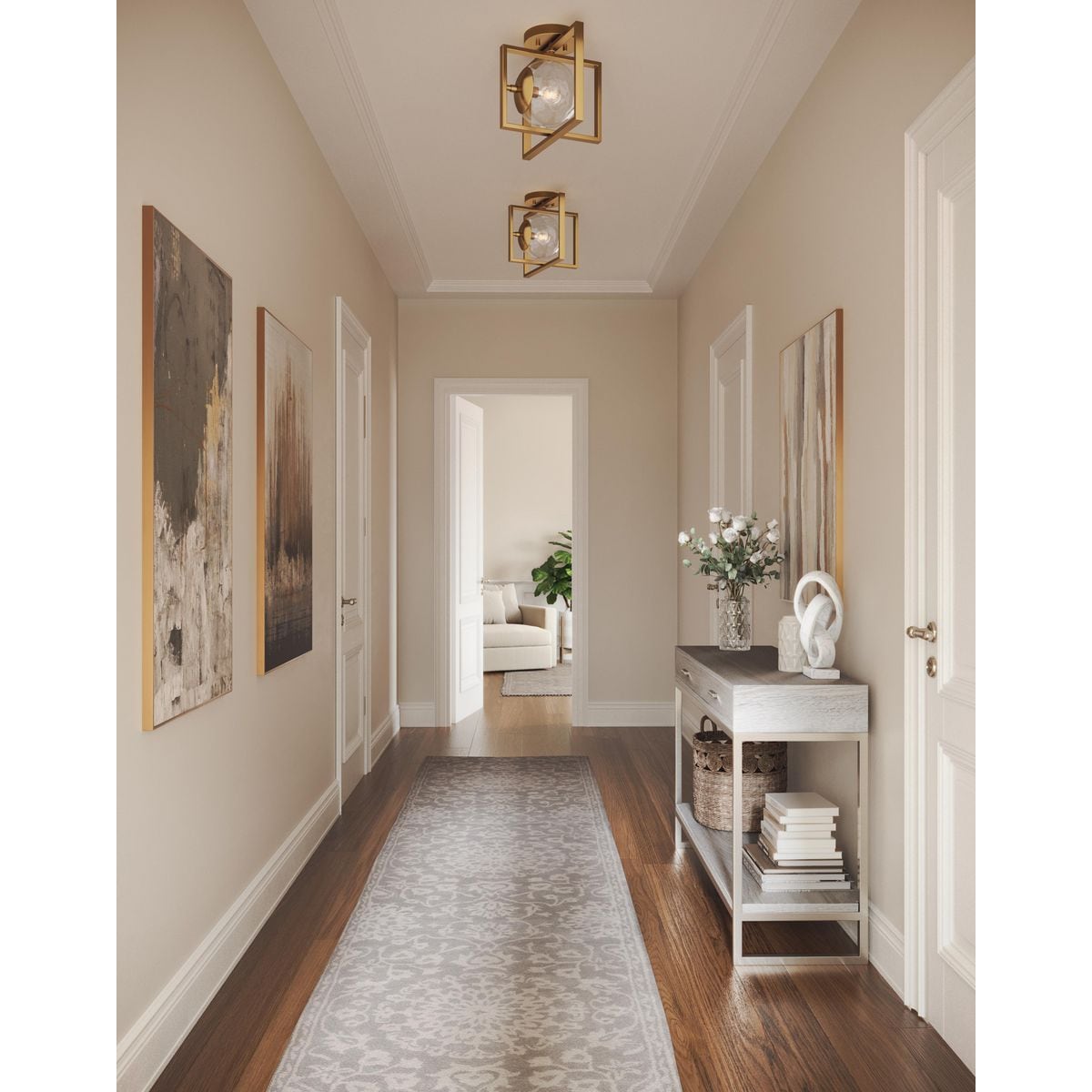 Atwell 10" Modern Brushed Bronze Clear Globe Semi-Flush Mount Light