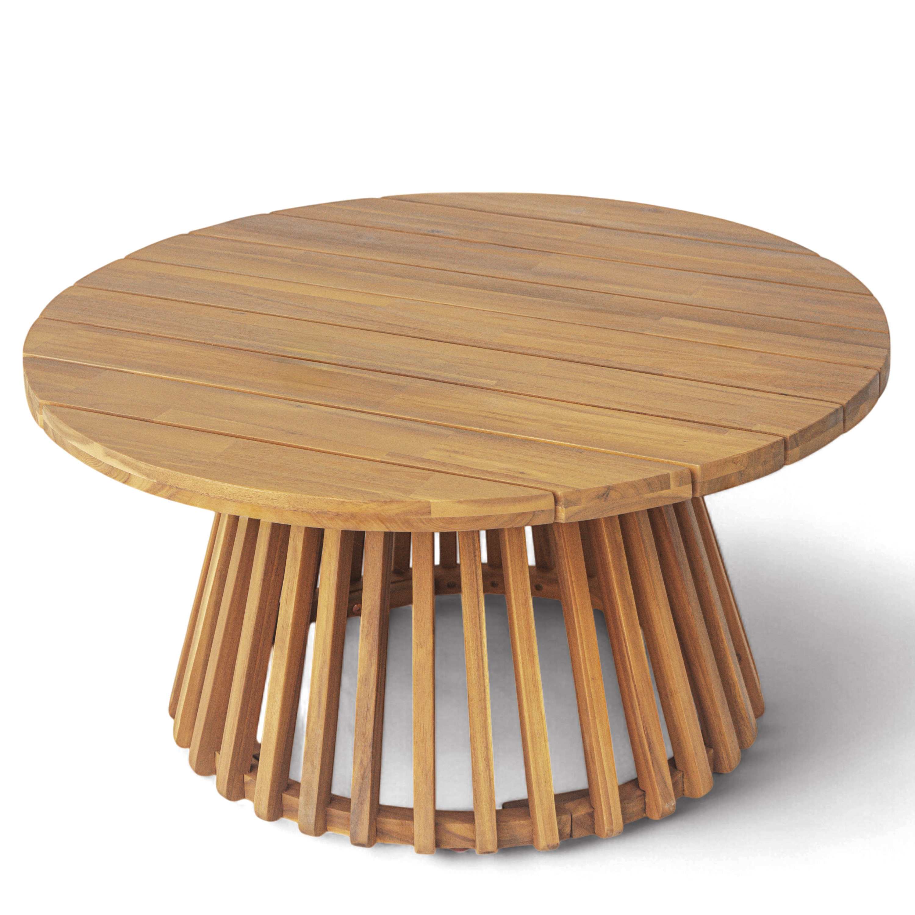 GARSING Wood Round Table Round Outdoor Coffee Table 31.5-in W x 31.5-in L