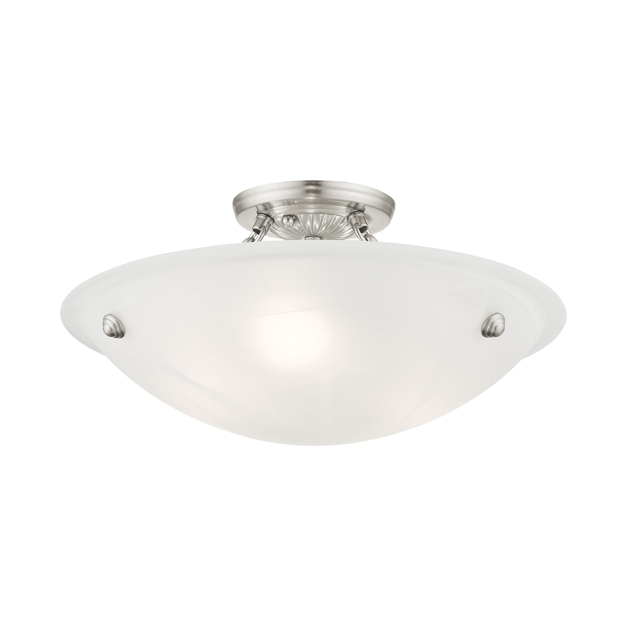 Oasis 16" Brushed Nickel 3-Light Semi Flush Mount with Alabaster Glass