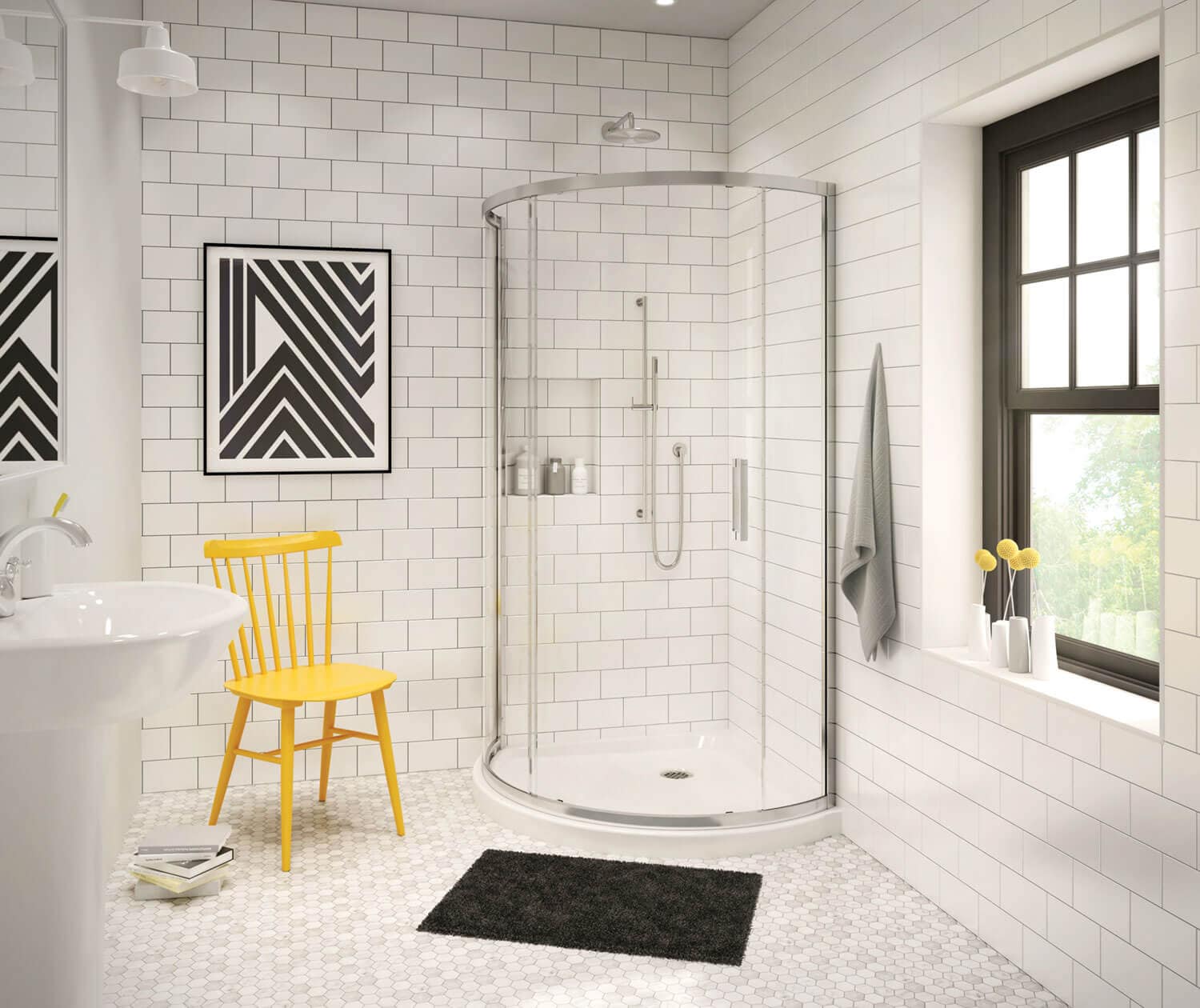 MAAX 137446-900-084-000 Radia Chrome 30-in to 36-in W x 71.5-in H Semi-frameless Sliding Shower door 5/32-in Thick Clear Glass