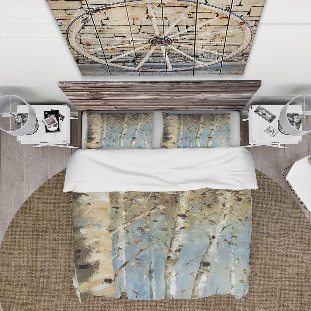 Twin Blue and Beige Microfiber Duvet Cover Set