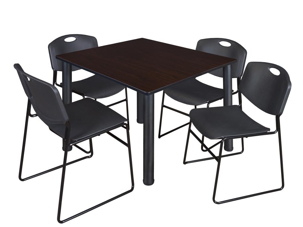 Regency TB4848MWBPBK44BK Breakroom Brown 4-Person Training Table (48-in W x 29-in H)