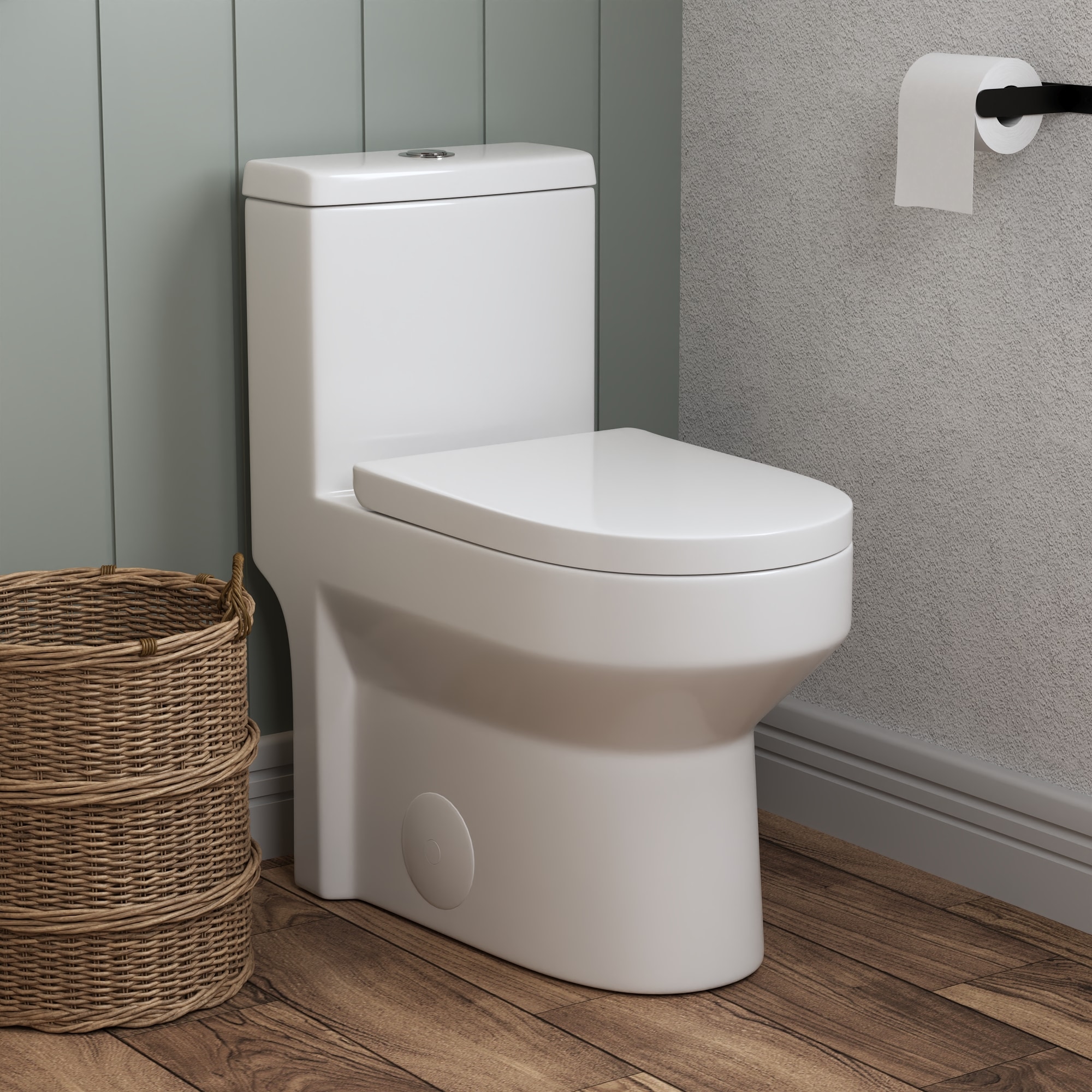 DeerValley DV-1F52812 Liberty White Dual Flush Elongated Standard height Soft Close 1-piece Toilet 12-in Rough-In WaterSense 1.6 GPF