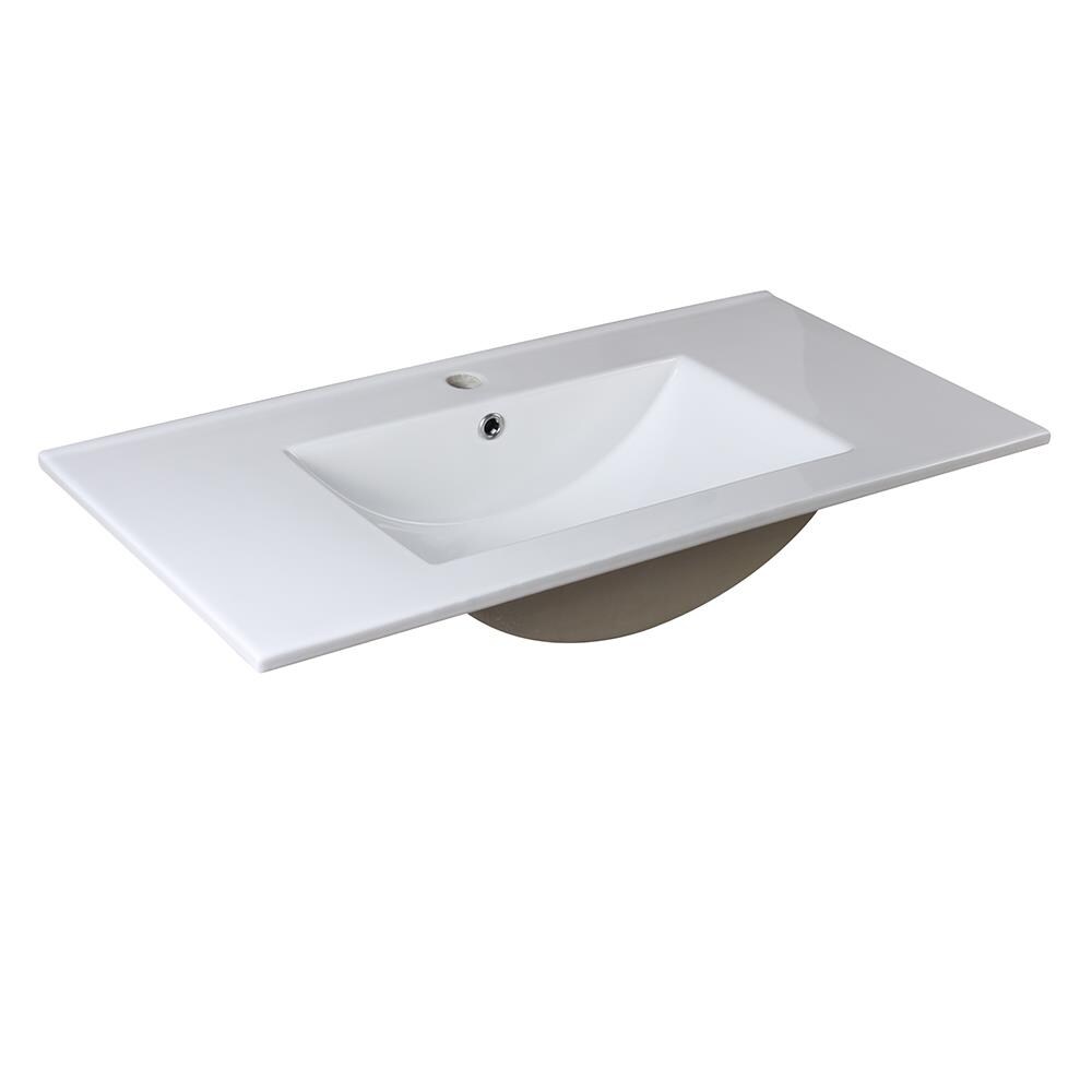 Fresca Trieste White Ceramic Drop-In Rectangular Traditional Bathroom ...