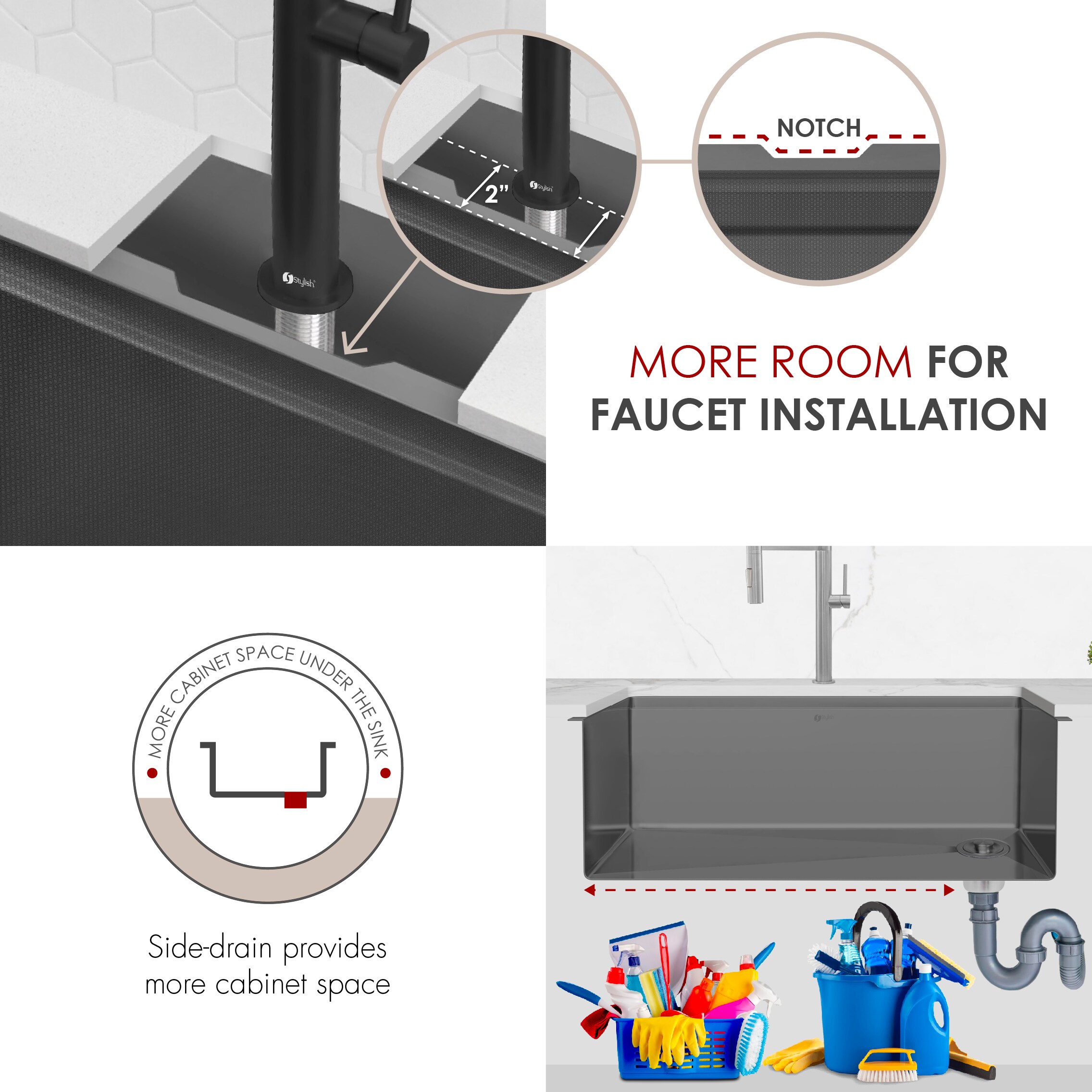 Stylish S-733WNK Kitchen-Sinks - View #10