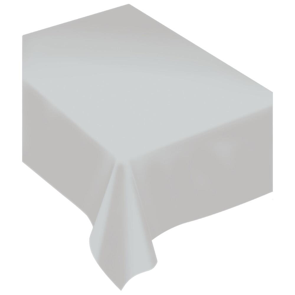 Amscan 570069.18 Silver 60-in. x 80-in. Fabric Table Cover
