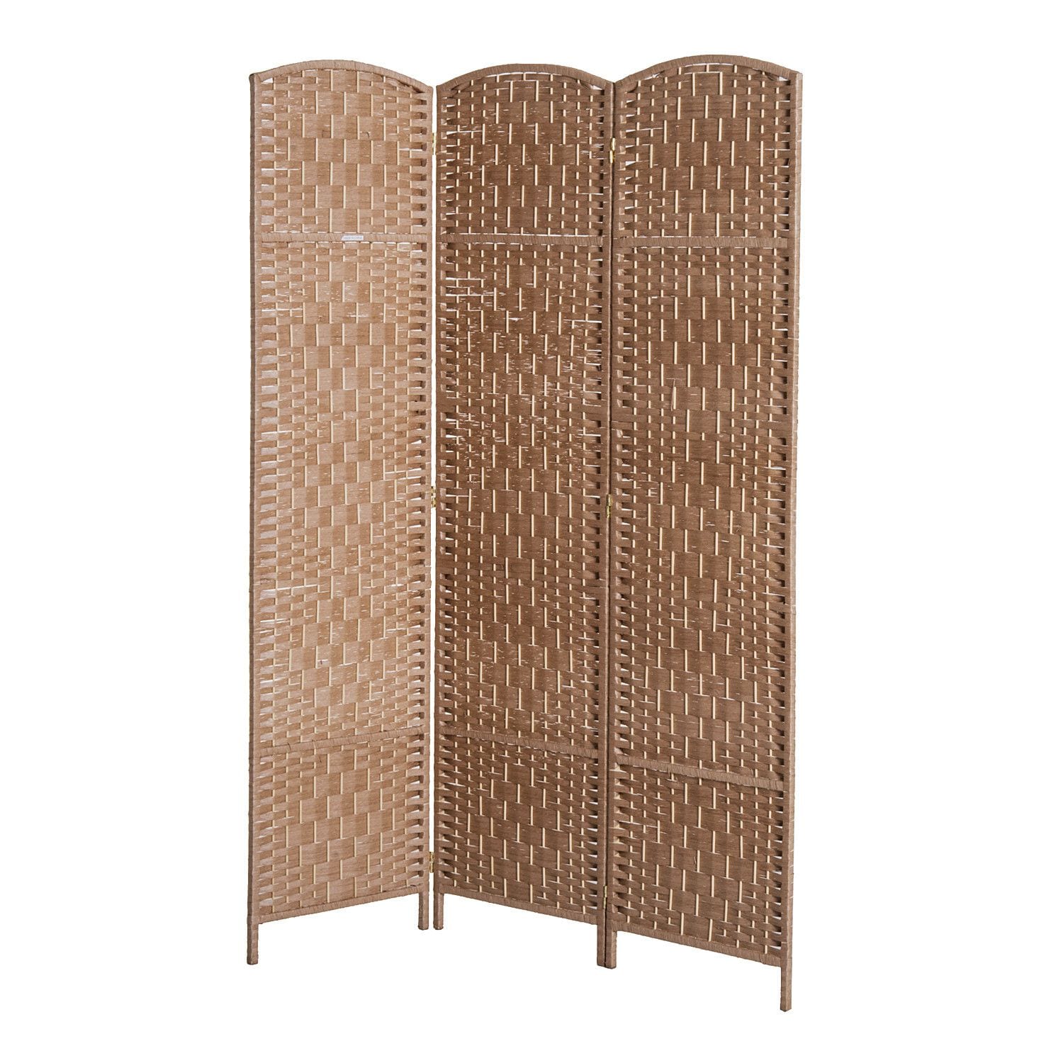 JUSHUA - 6 feet tall 3 panel wicker room divider freestanding privacy screen folding natural