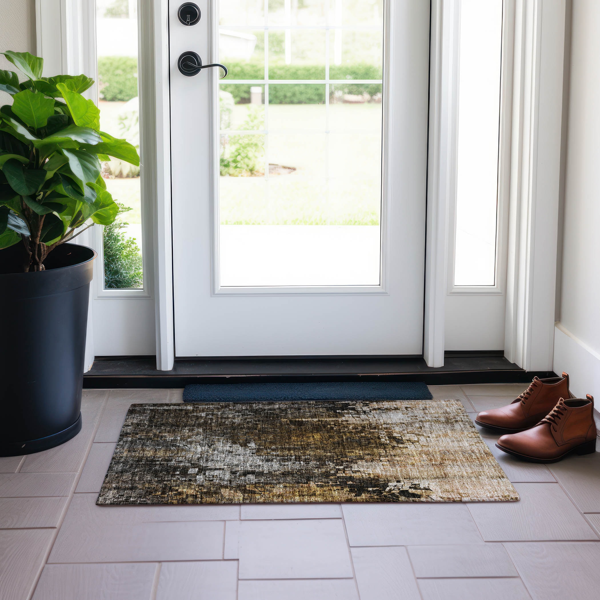 Addison Rugs ACN581BR20X30 Chantille ACN581BR 2 x 3 (ft) Polyester Brown Rectangular Indoor/Outdoor Ikat Machine washable Area rug
