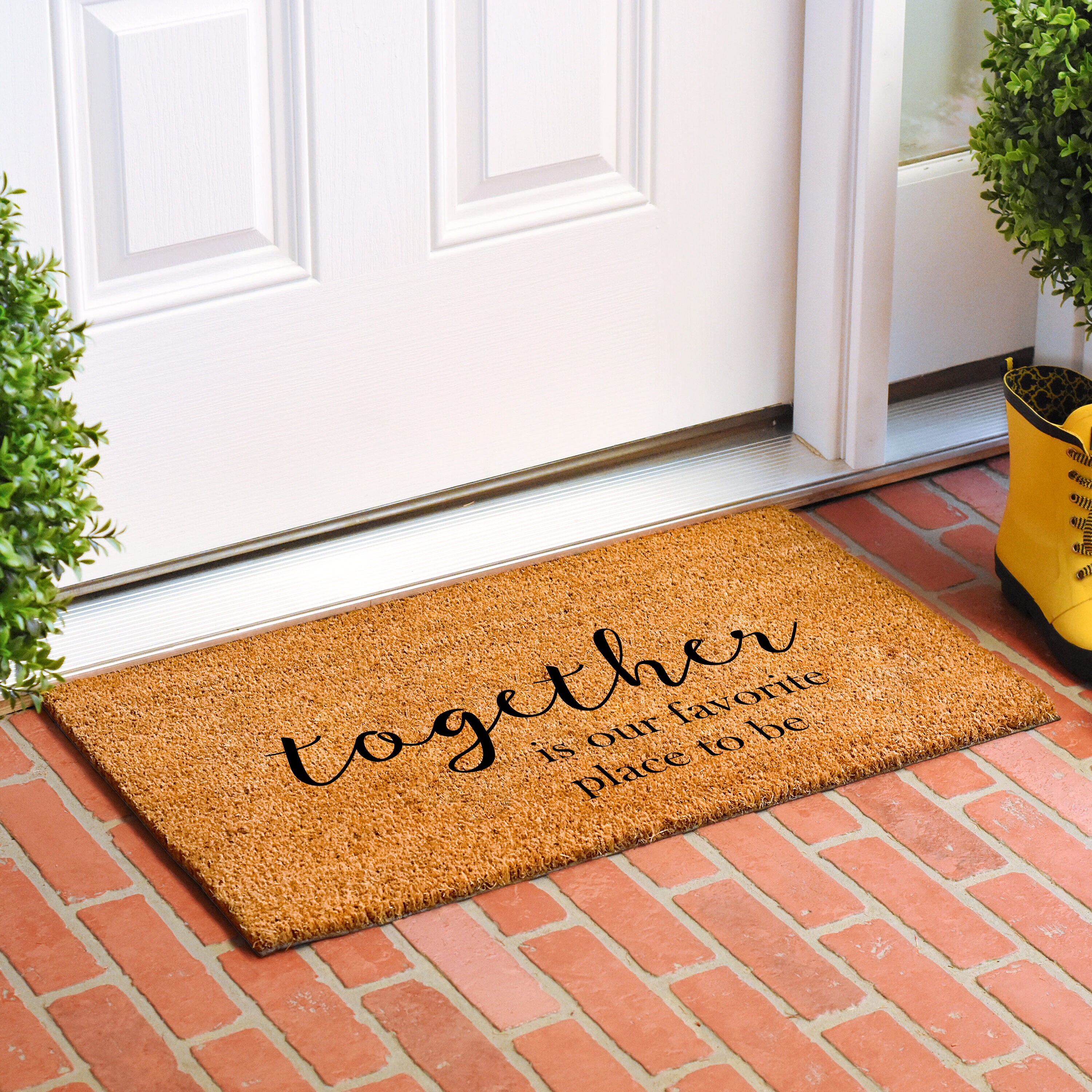 Natural Coir and Vinyl Rectangular Outdoor Door Mat