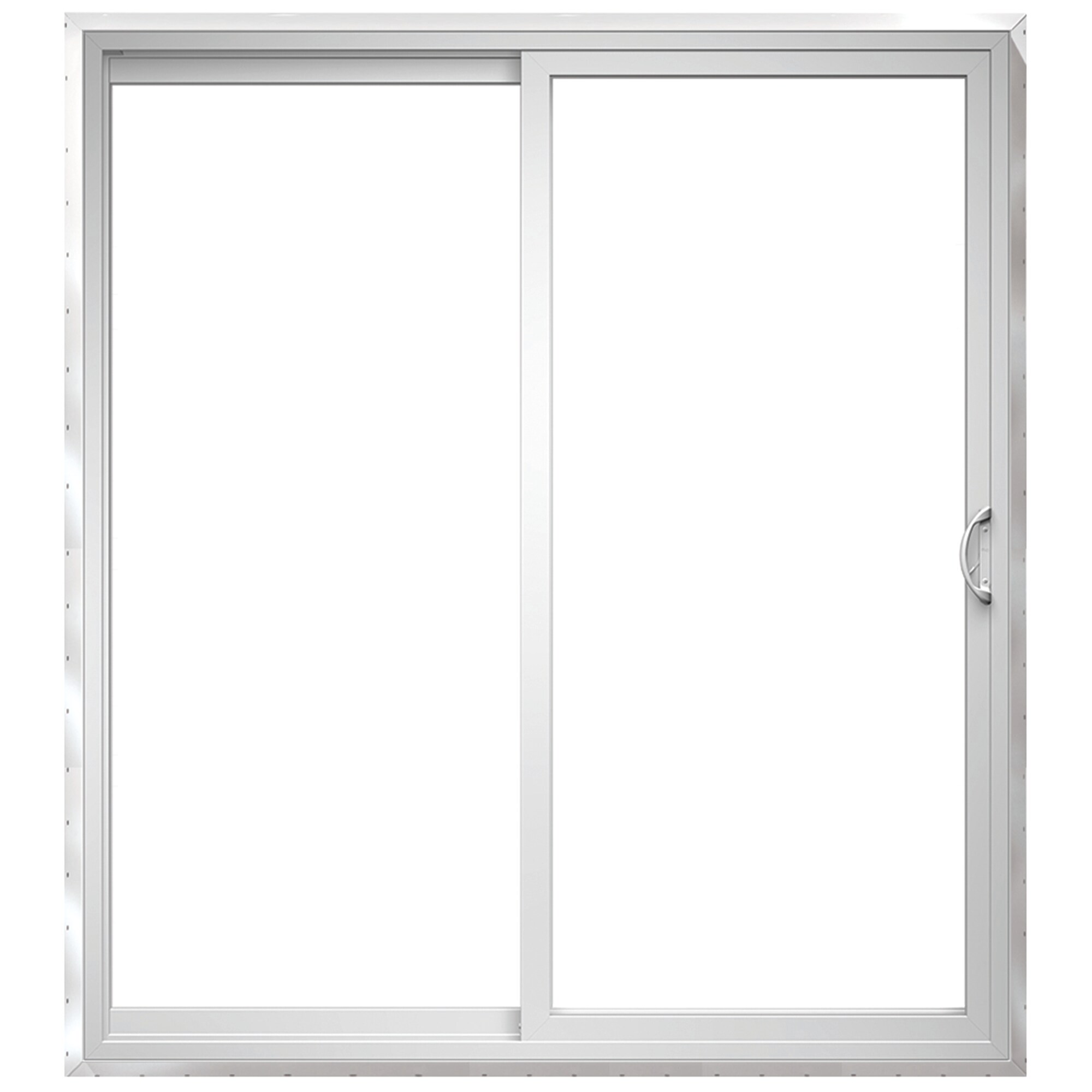 Pella 150 Series 96-in x 80-in x 4-9/16-in Jamb Low-e Argon White Vinyl Sliding Universal Double Patio Door