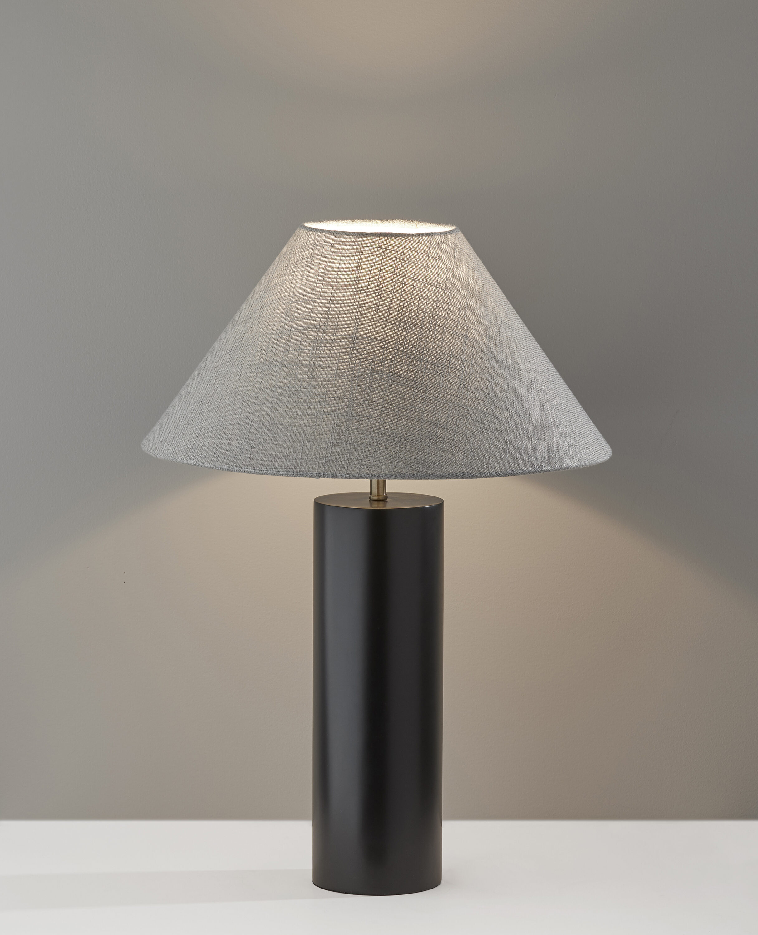 Vellum Cylindrical Brass Cone Shade Table Lamp