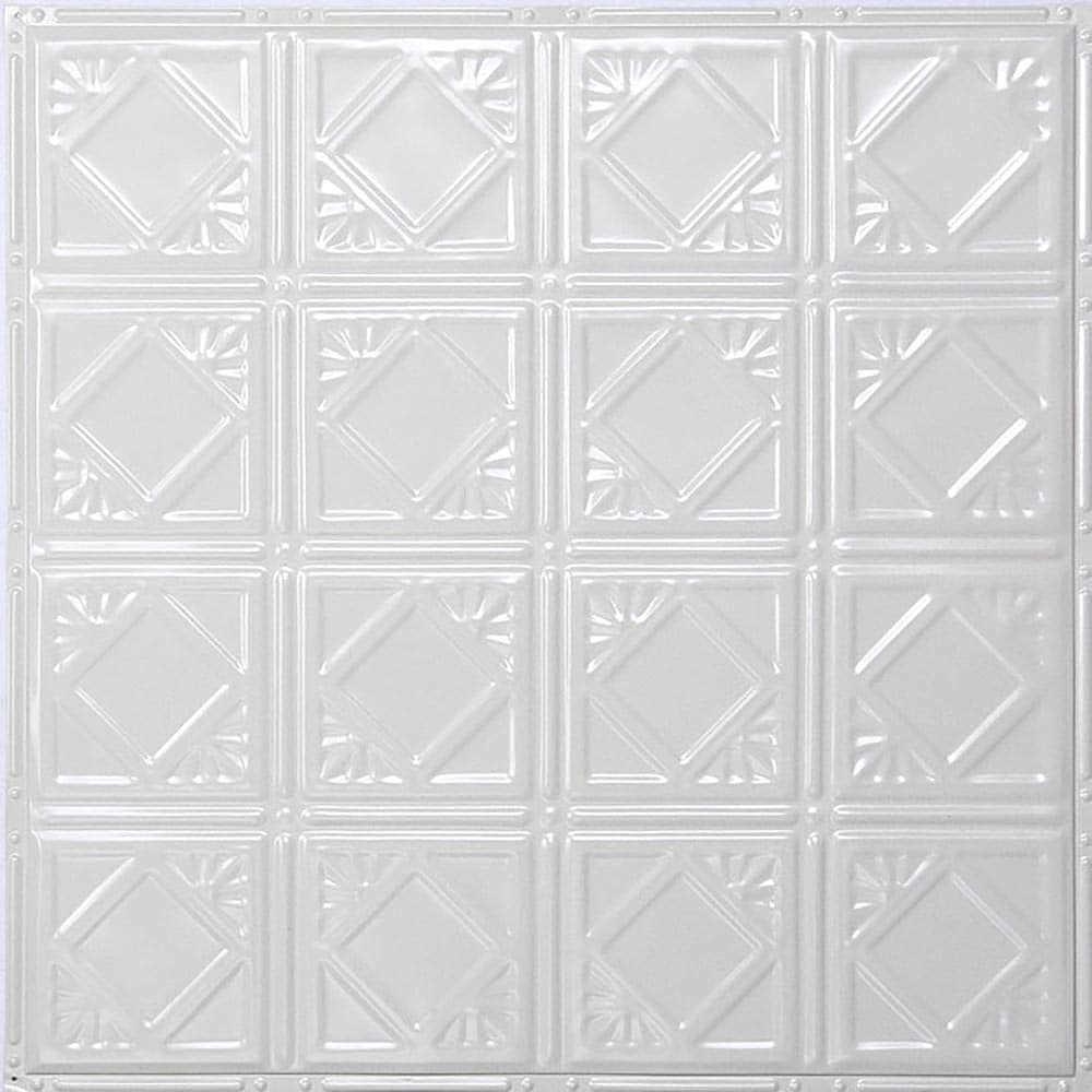 American Tin Ceilings 24-in x 24-in 5-Pack Bright White Gloss Metal/Tin ...