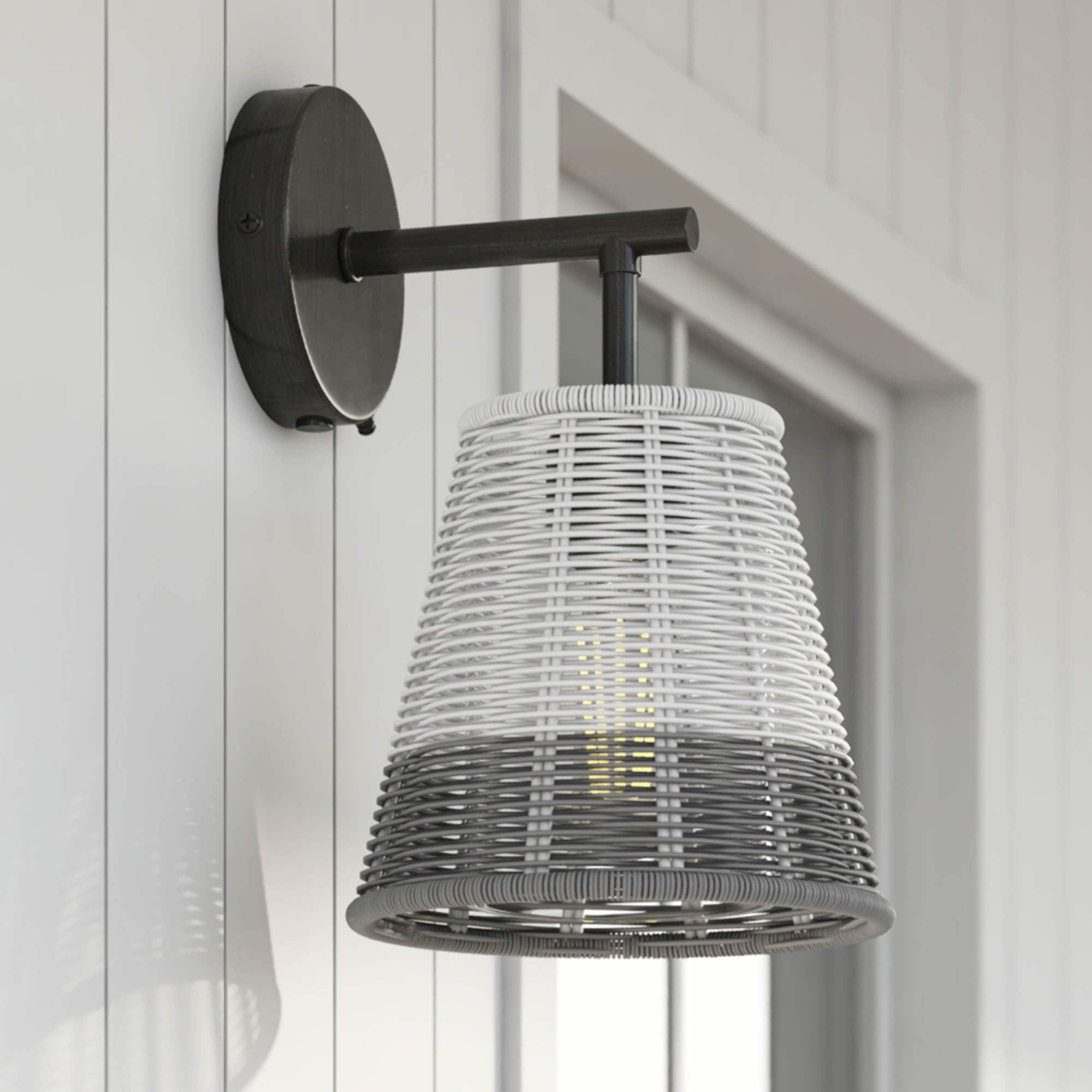 allen + roth 43041 Convertible Plug-In/Hardwired 1 -Light 12-in H Matte Pewter Plug-in/Hardwired Outdoor Wall Light