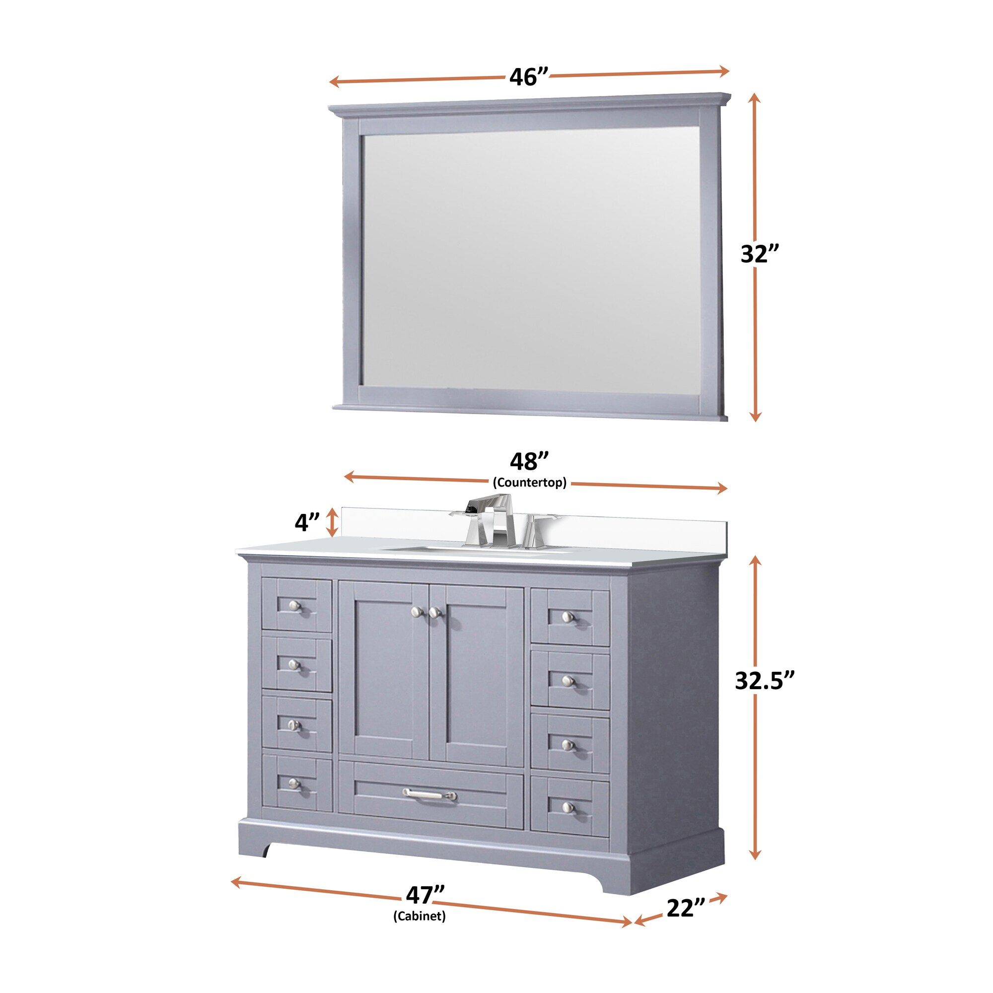 Dukes 48" Dark Grey Single Bath Vanity with Marble Top