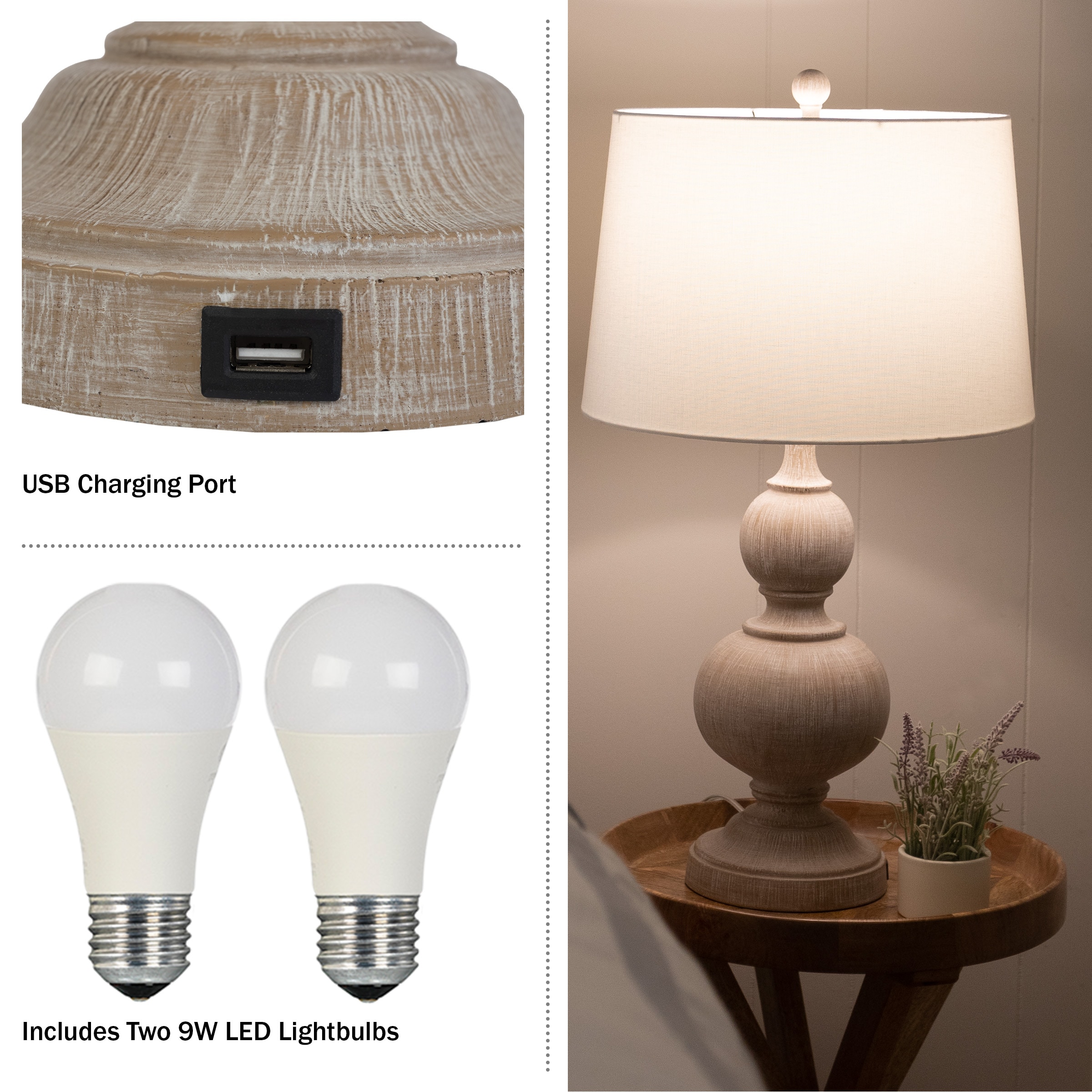 Lavish Home 72-LMPST2-20-USB Table-Lamps - View #3