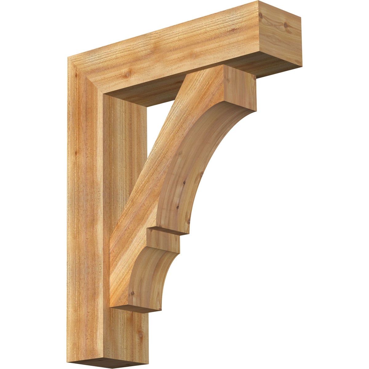 Ekena Millwork 1461888 Balboa Block Rough Sawn Bracket with Offset Brace 8-in x 30-in x 38-in Western red cedar Brown Wood Standard bracket