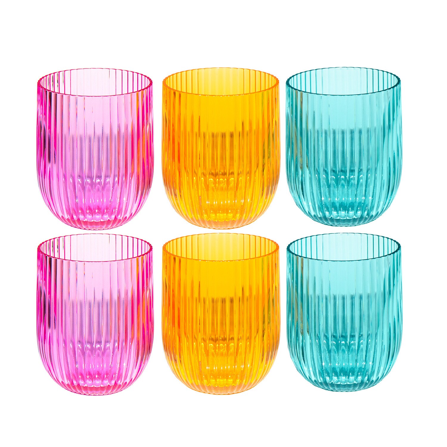 TarHong Mesa Acrylic Stemless Wine Glass - Assorted Colors - 16.2oz - Set of 6