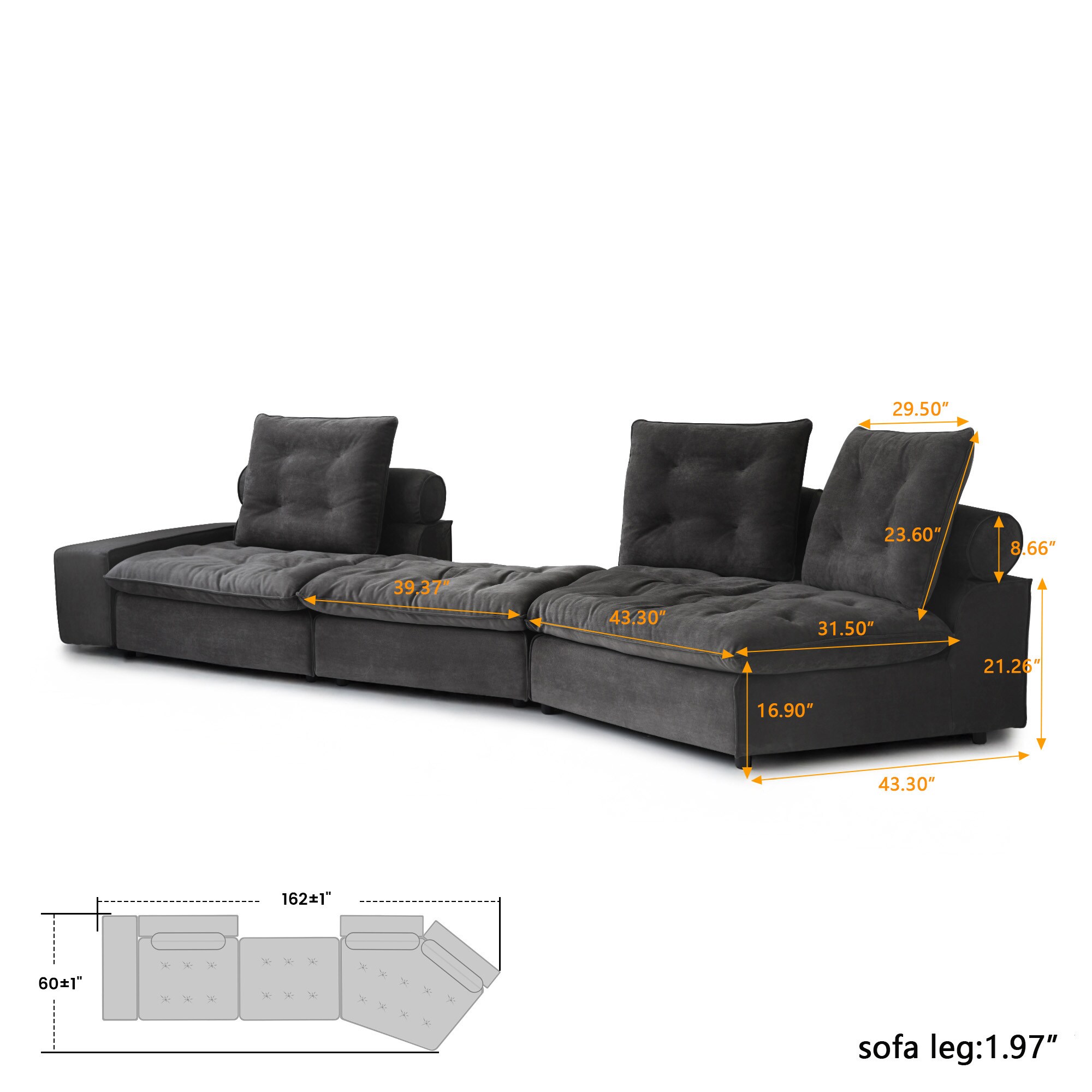 BuotiqHom DH-C134-136GY Sofas-Loveseats - View #6