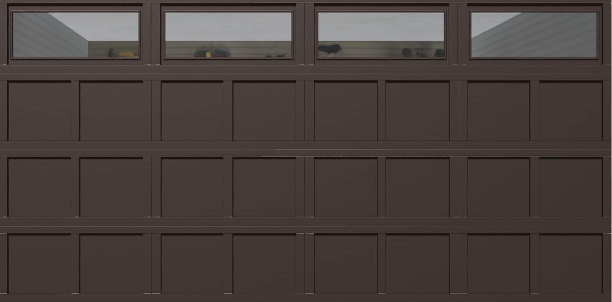 16 FT Wide By 7 FT Tall Full View Garage Door Matt Black Finish With C