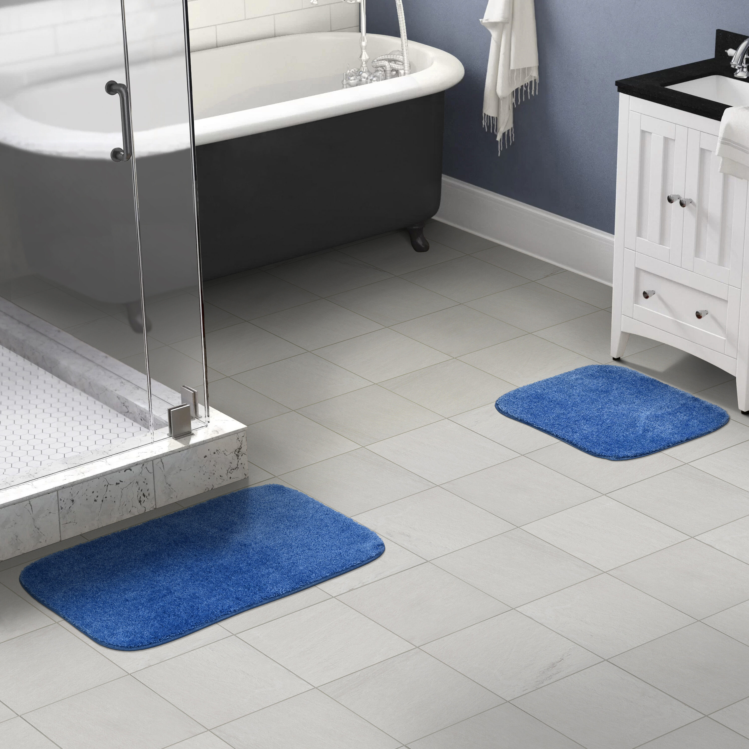 Hastings Home Bathroom Mats 22-in x 35-in Green Cotton Bath Mat in the Bathroom  Rugs & Mats department at