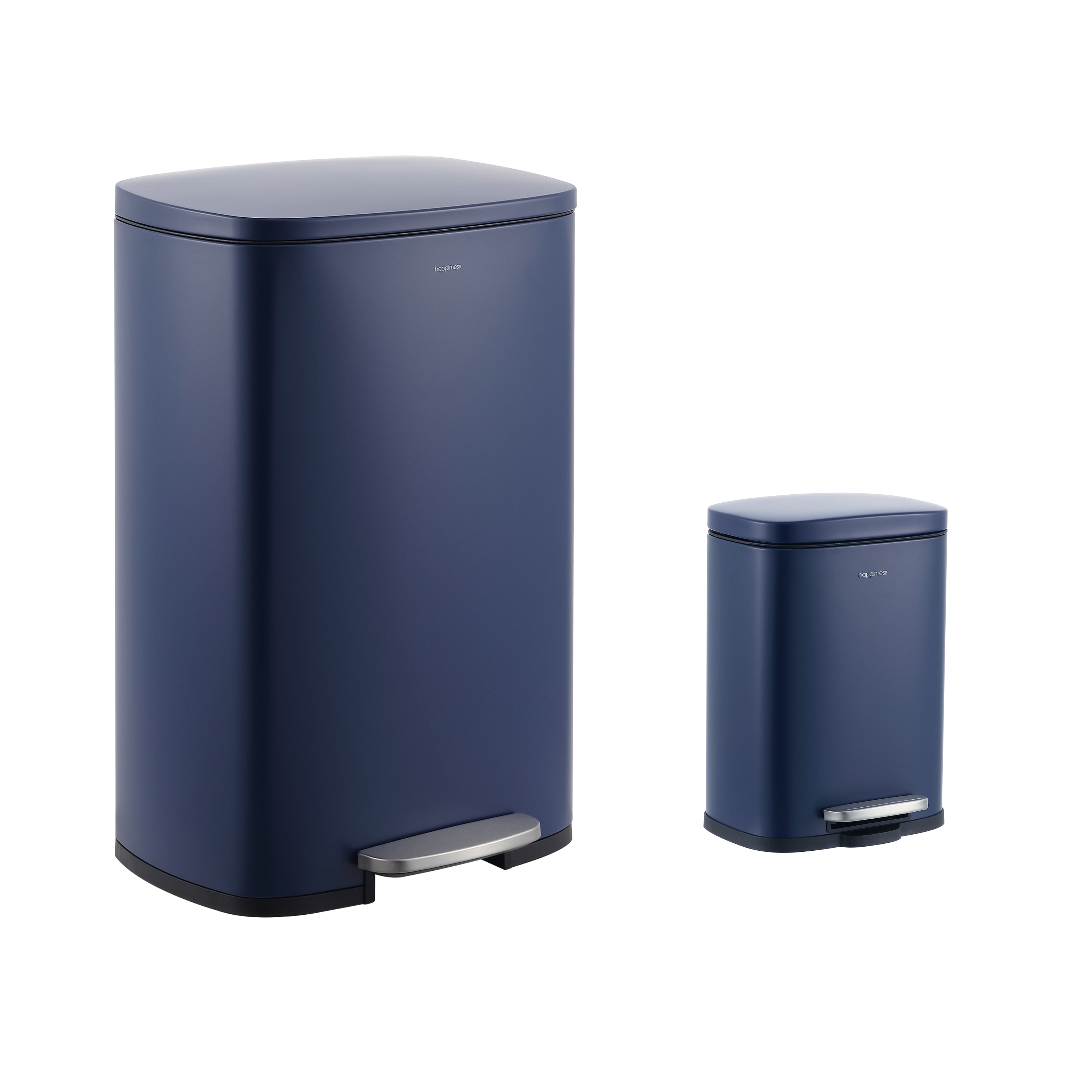 happimess HPM1006J 13.2 Gallon Denim Blue Metal Indoor Kitchen Step Trash Can