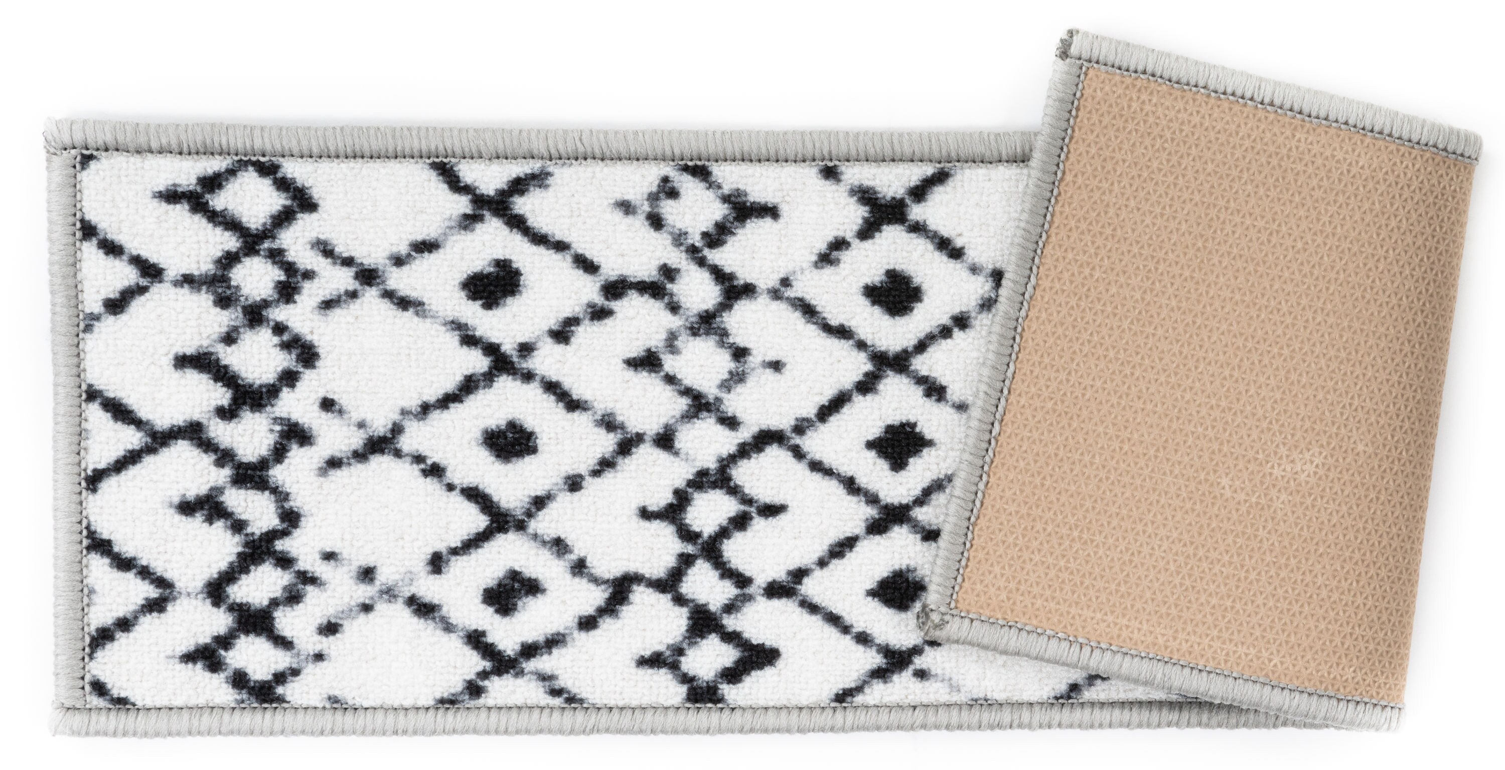 Cream and Black Geometric Nylon Non-Slip Stair Treads Set of 4