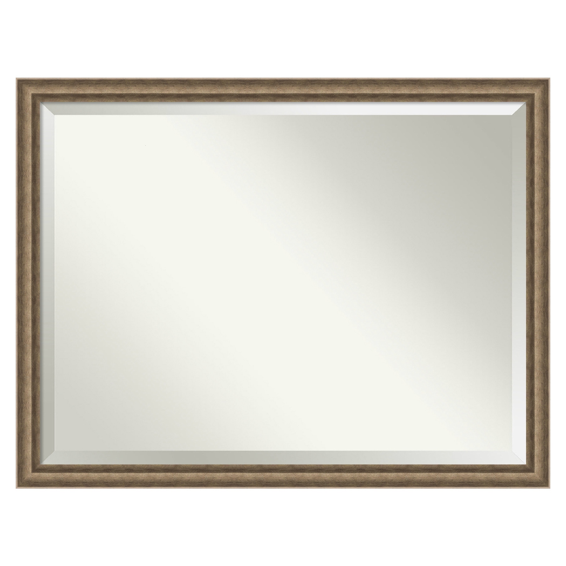Angled Bronze Wood Frame Rectangular Wall Mirror, 43.25 x 33.25 Inches