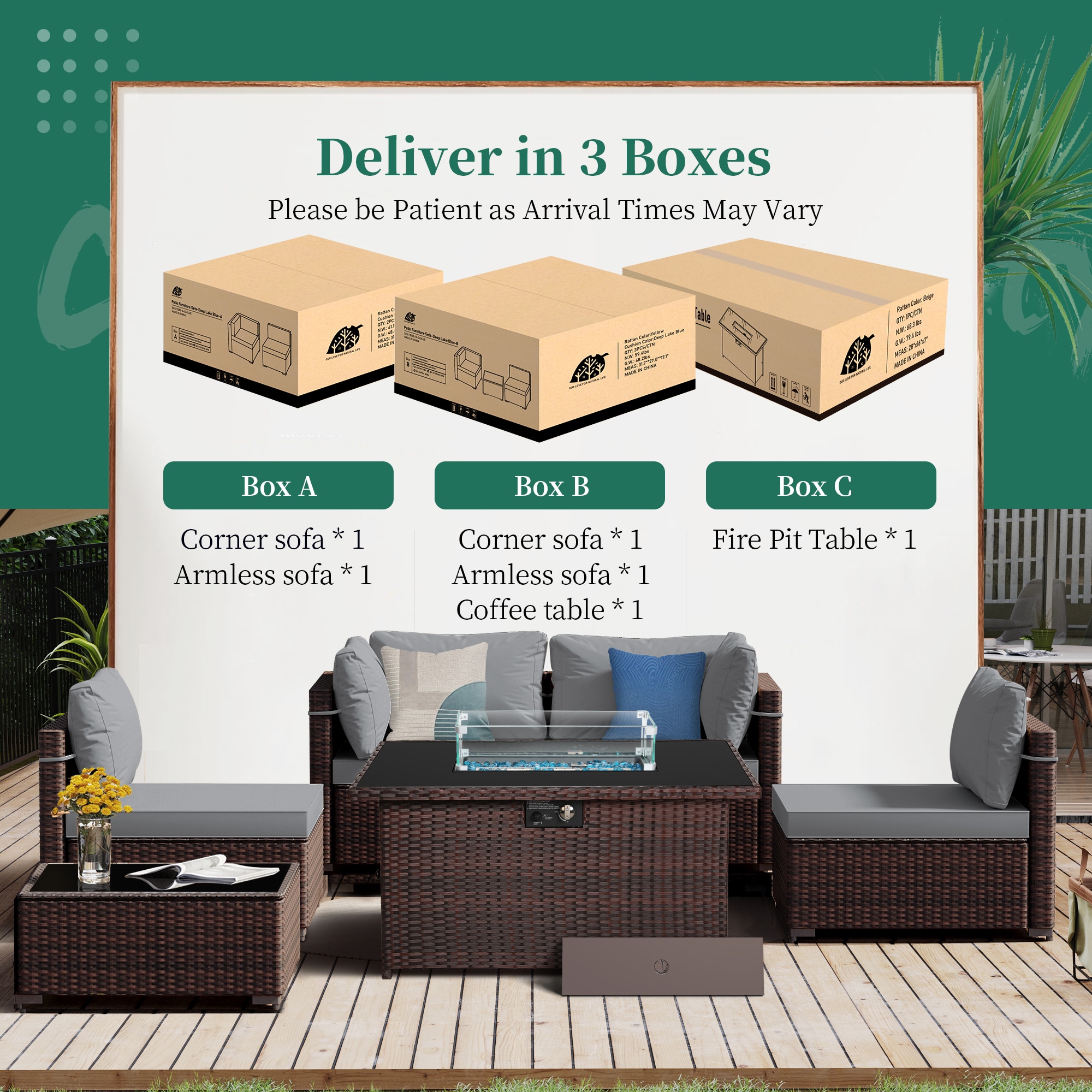 UPHA TBSF-AB43BR-LGRAY Patio-Conversation-Sets - View #10