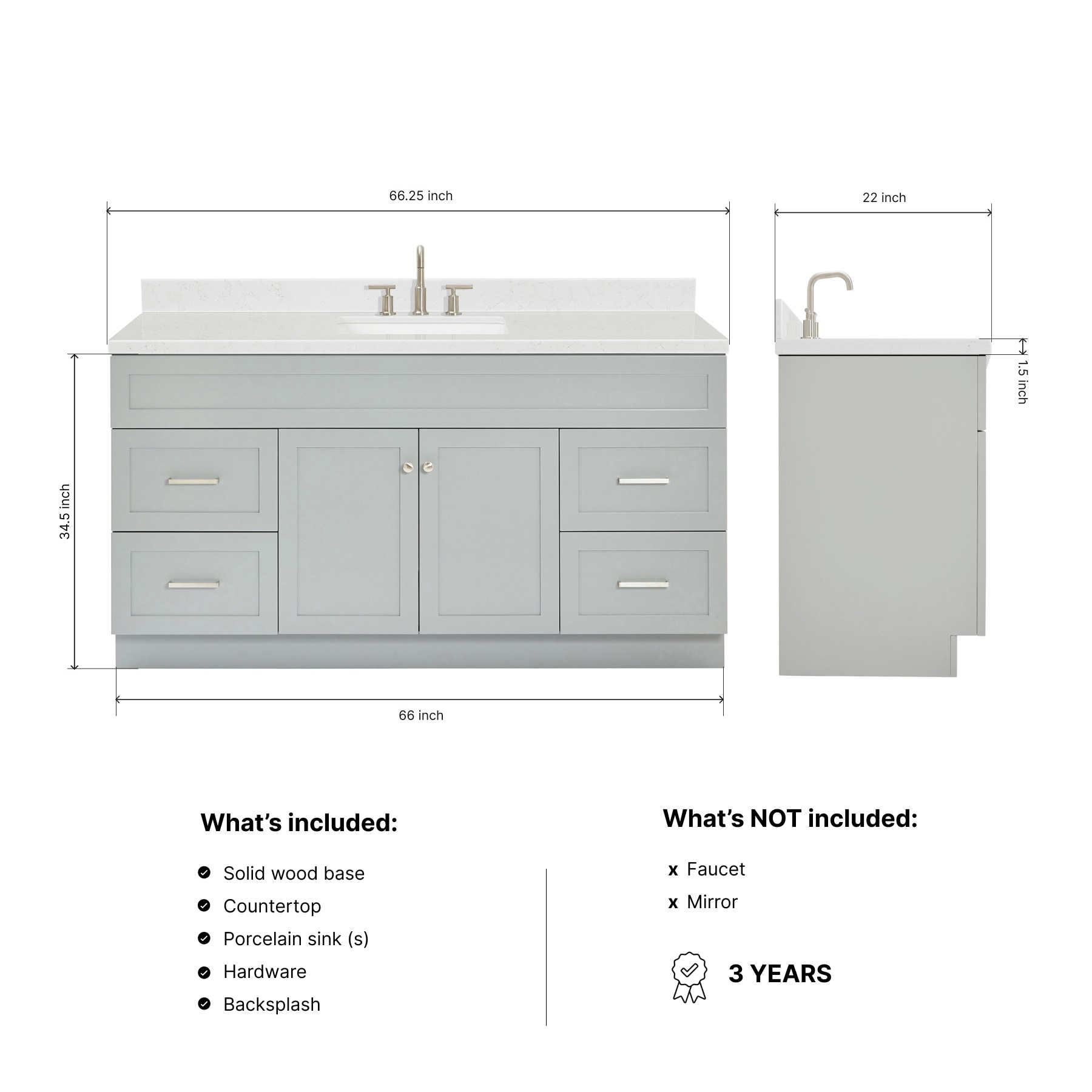 ARIEL F066SCQRVOGRY Bath-Vanity-Combo - View #3