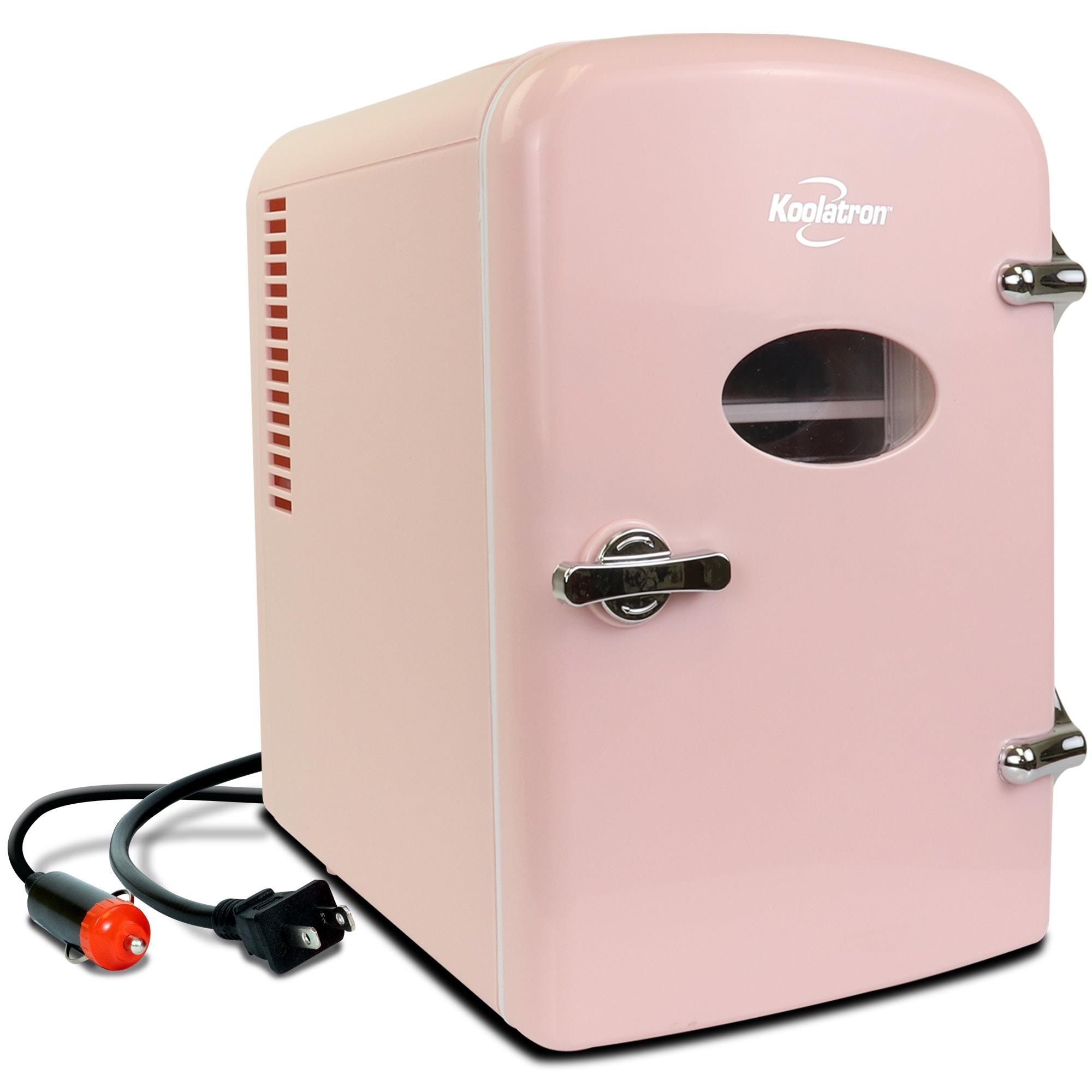 Koolatron Retro Portable 6 Can AC/DC Pink Mini Fridge Cooler