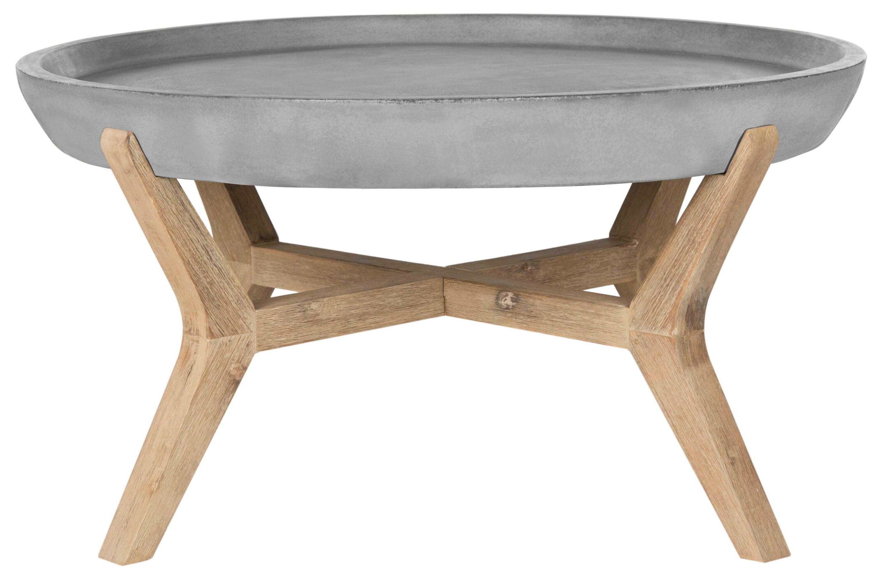 Transitional Round 33'' Dark Grey and Brown Concrete Coffee Table