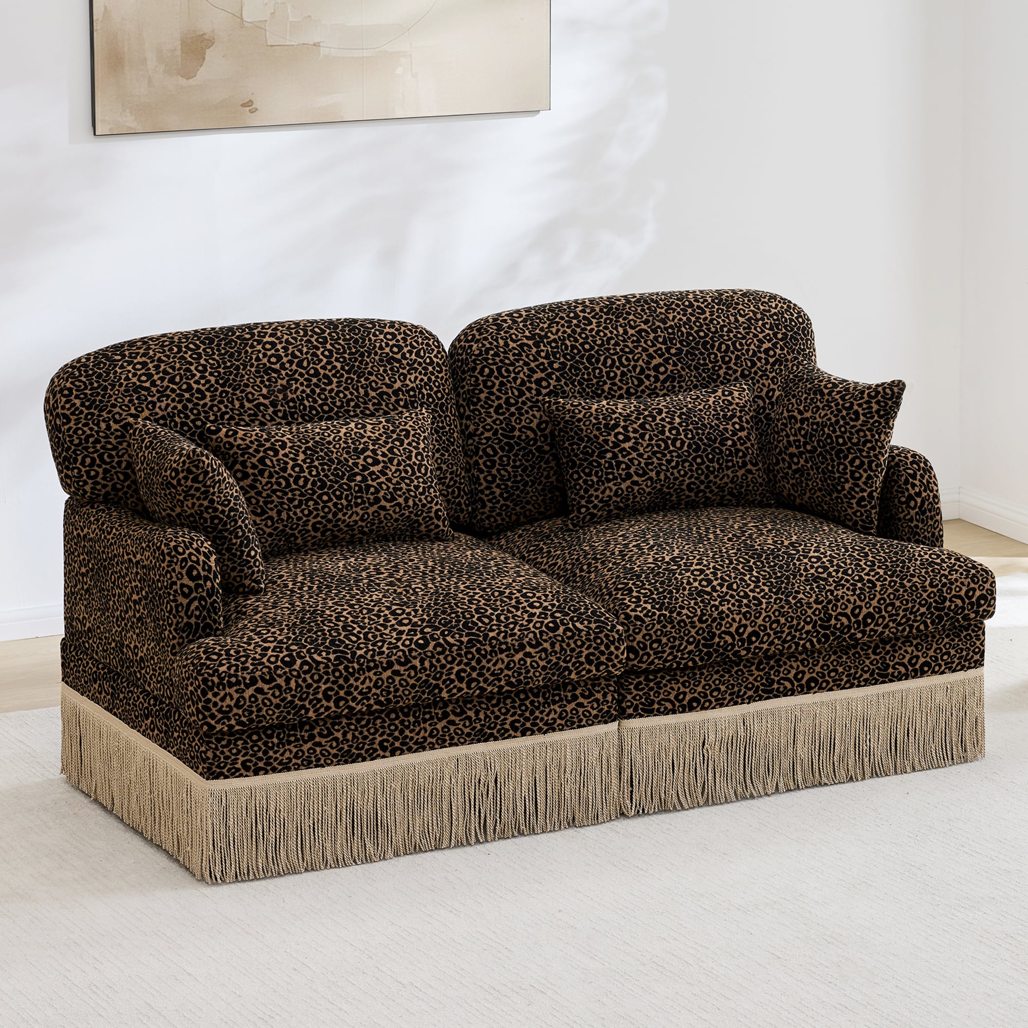Homy Casa SEVIA 69-in W Modern 2-Seater Loveseat Sofa with Fringe Trim For Living Room