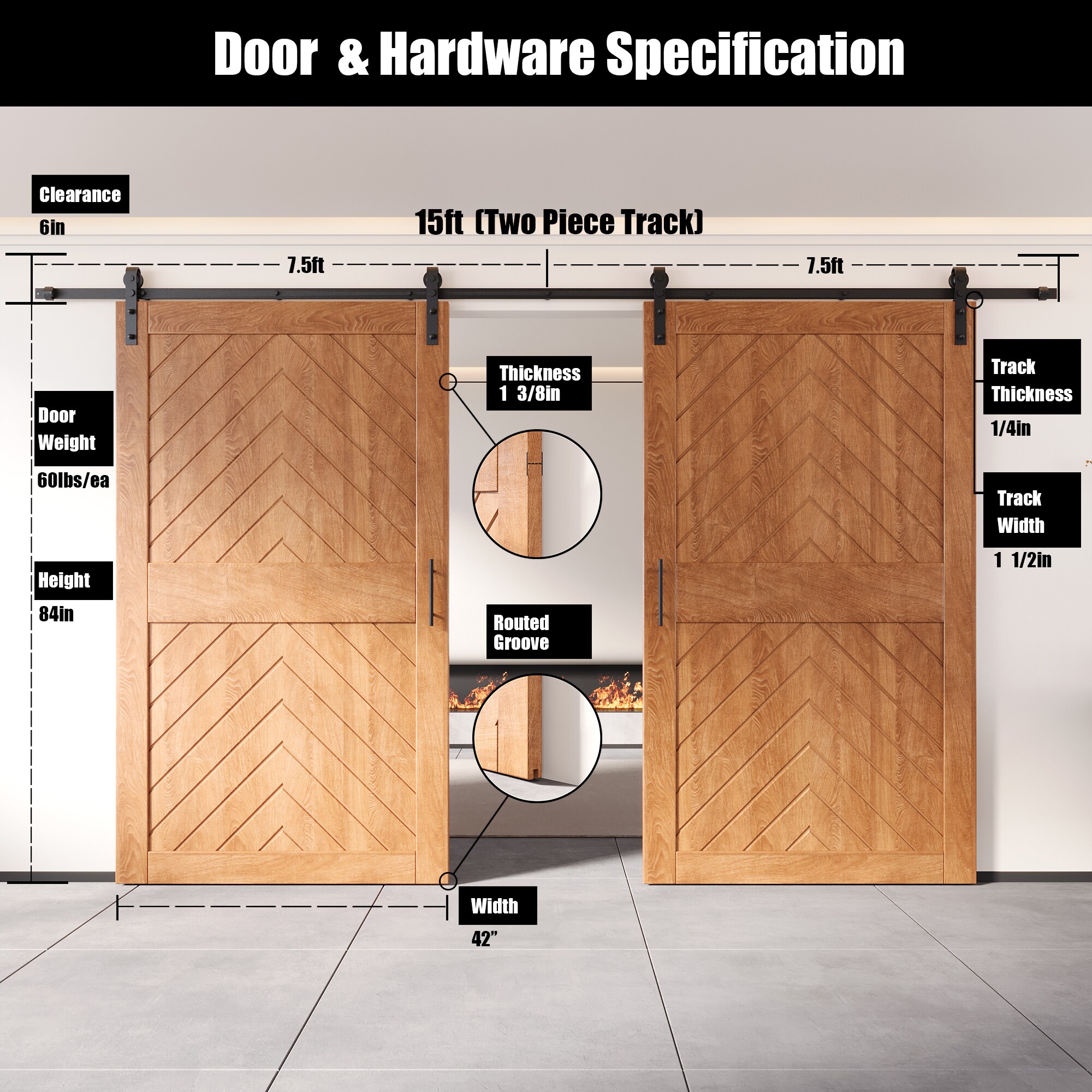 HOMACER YT2H180C-JT1-4284-EA Barn-Doors - View #2