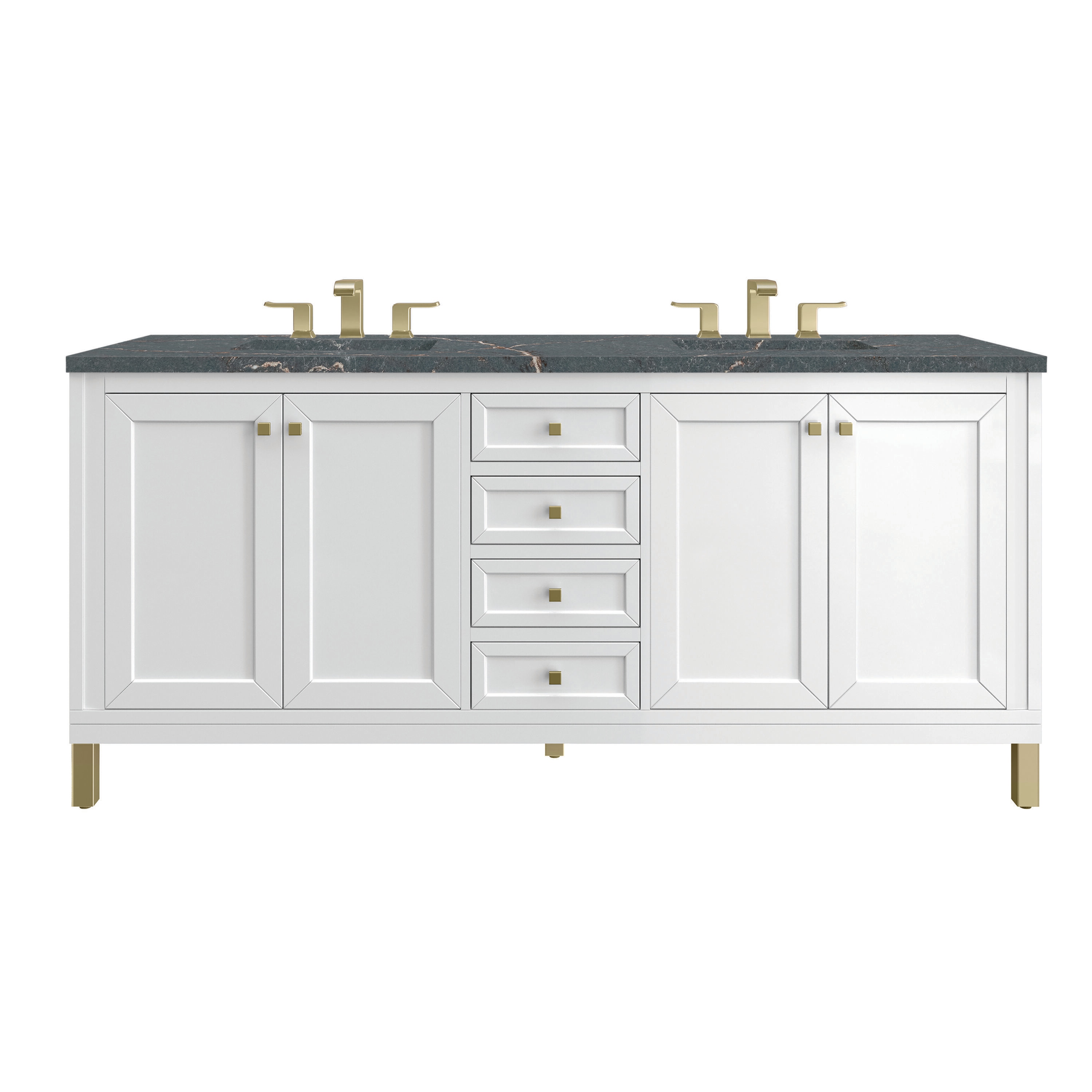 James Martin Vanities Chicago Undermount Double Sink Bathroom Vanity with Parisien Bleu Quartz Top