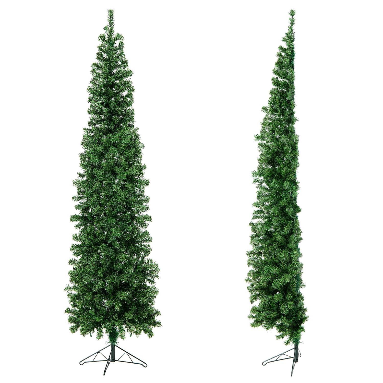 Costway CSHY000462 7ft Pre-lit PVC Artificial Half Christmas Tree with 450 Branch Tips and 150 Lights