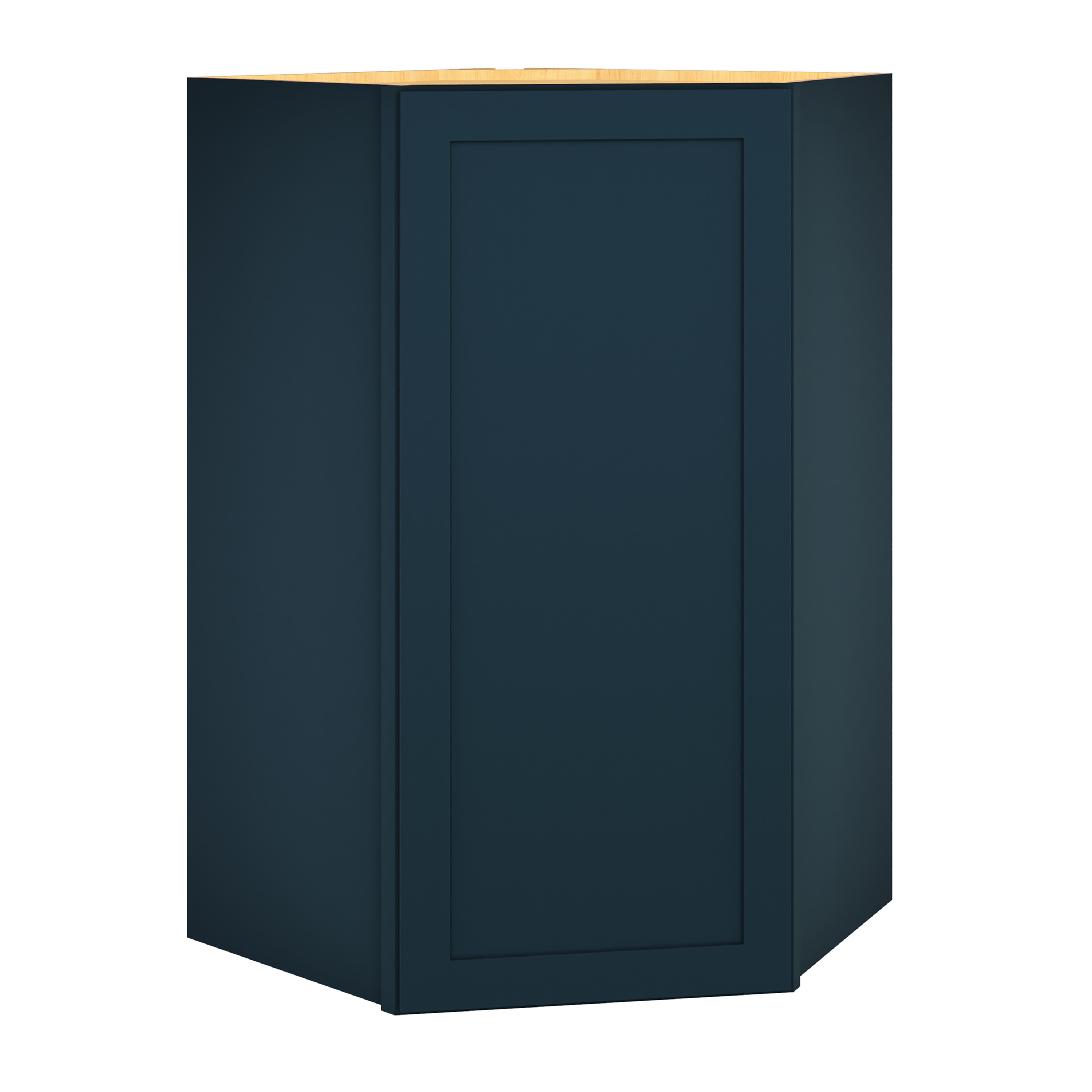 Diamond Express Jamestown 42-in W x 42-in H x 24-in D Regatta Blue Diagonal Corner Wall Fully Assembled Plywood Cabinet (Recessed Panel Shaker Style)