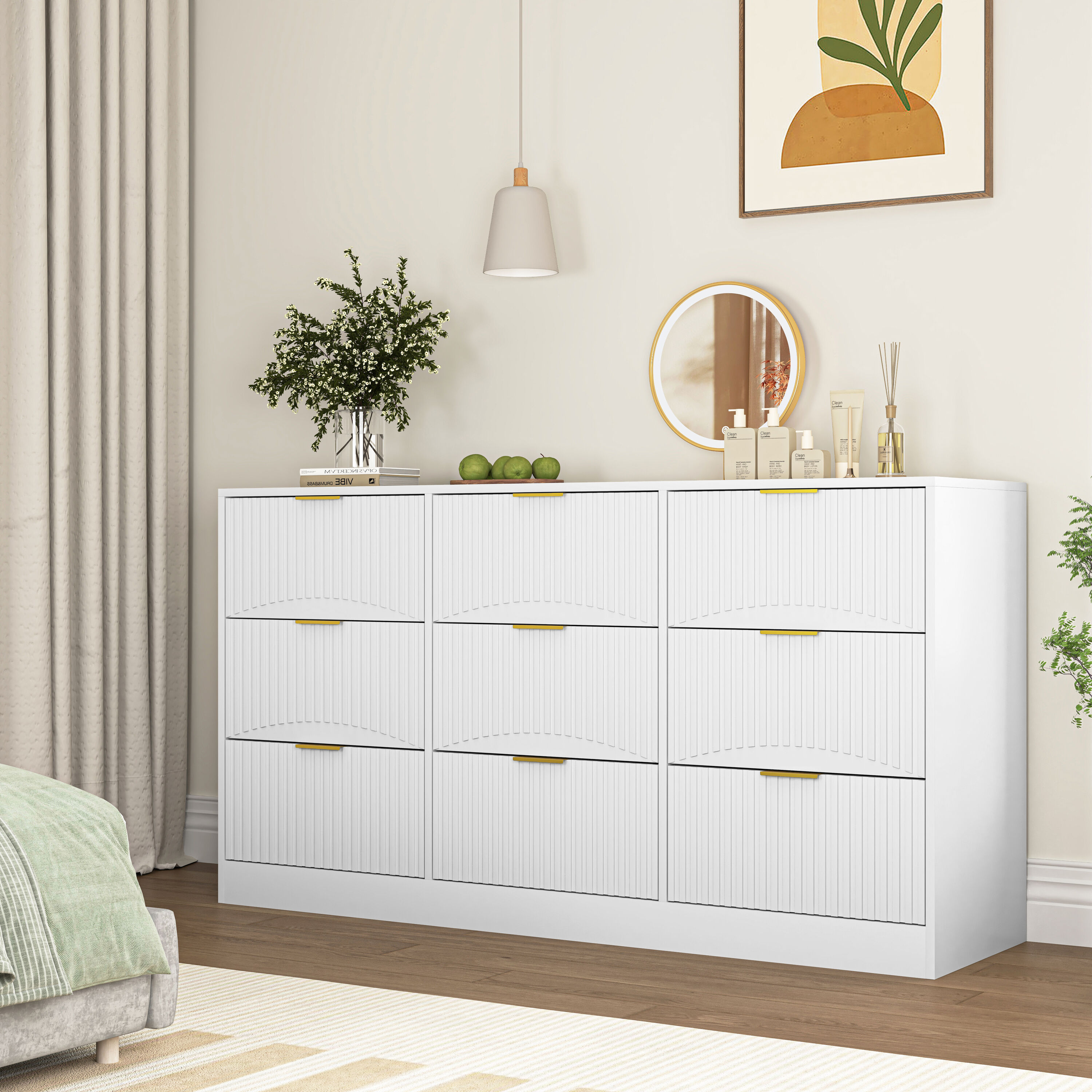 dresser with deep drawers Amazon.com: Hitow 9 Drawer Dresser for Bedroom with Deep Drawers, Large  Floor Wood Dressers & Chest of Drawers Handle Free, Modern White Long  Dressers for Closet Living Room, Euro Slide (63"W x