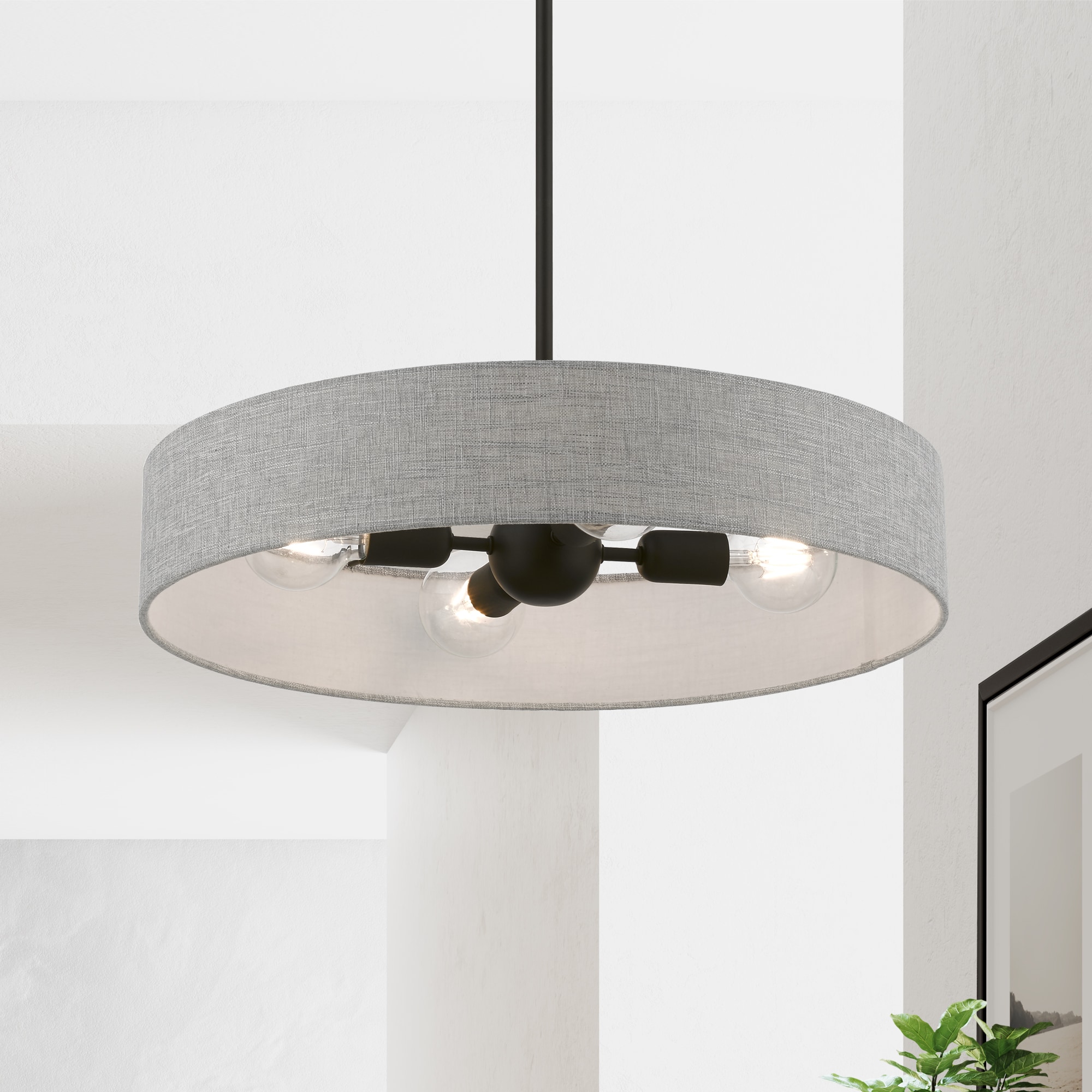 Elmhurst Black Nickel 4-Light Drum Pendant