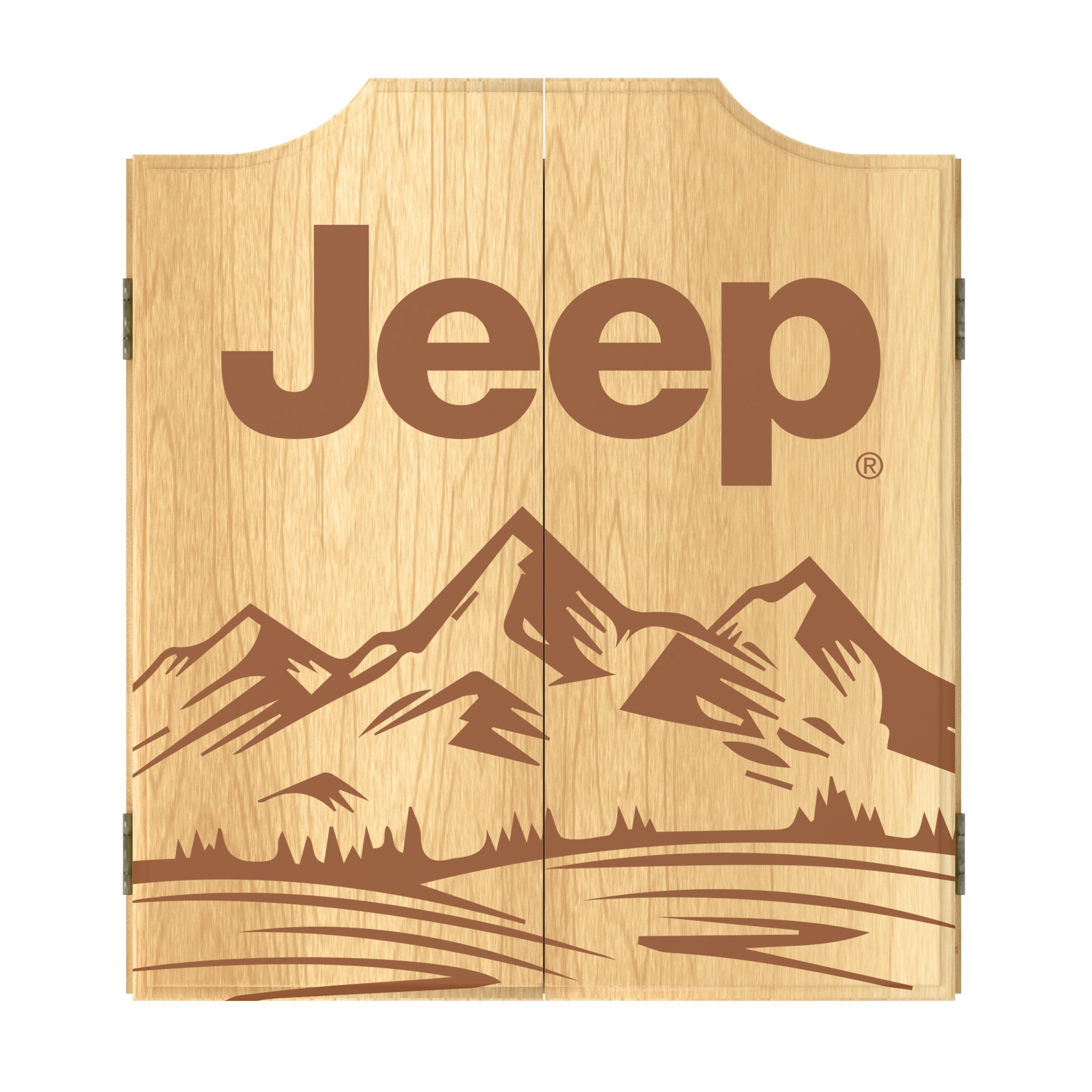 Trademark Gameroom JEEP7010-MTN06 3.5-in Brown Wood Dartboard Cabinet with Dartboard