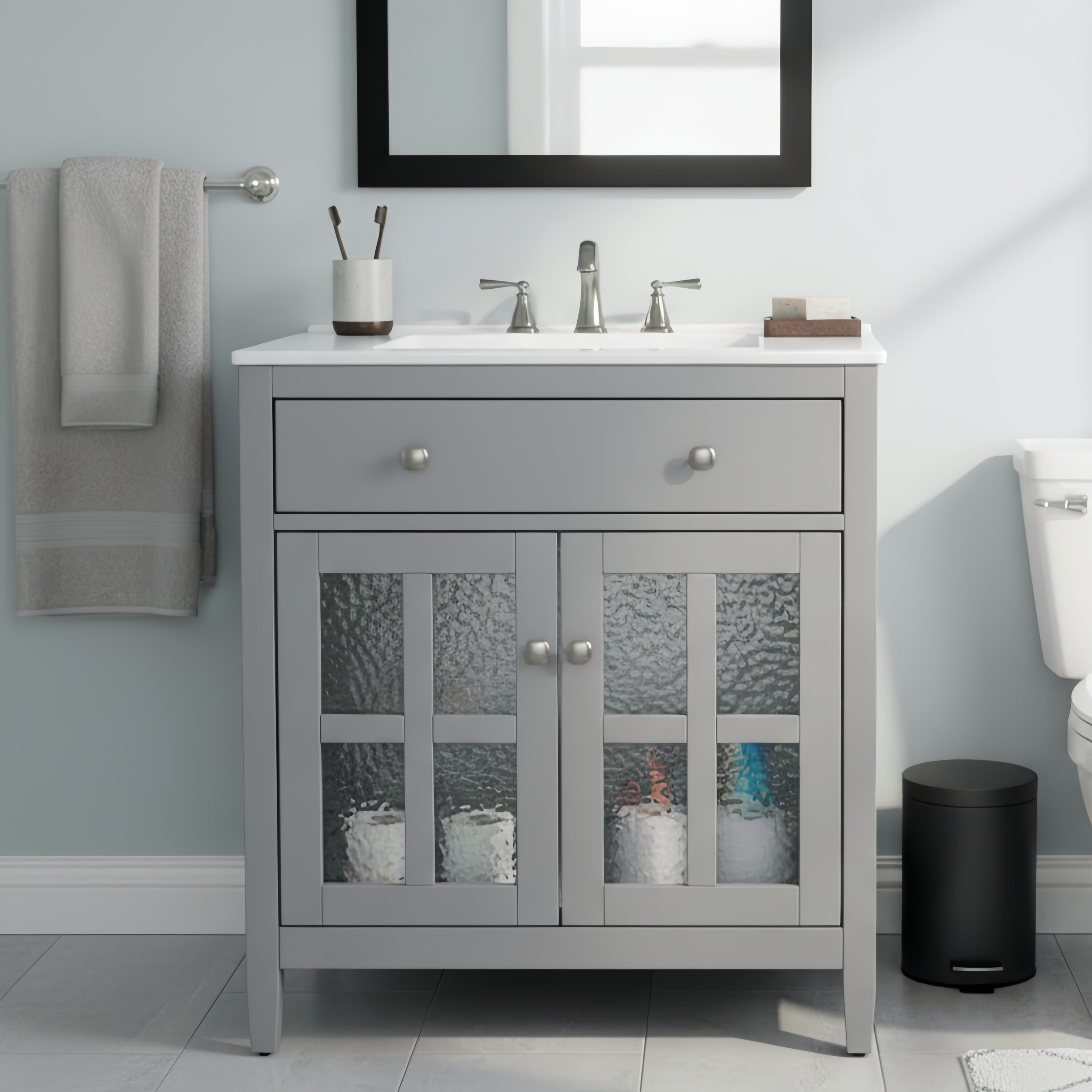 ModernLuxe - Assembly Required 30inch Bathroom Vanity with Ceramic Sink  Equipped with Adjustable...