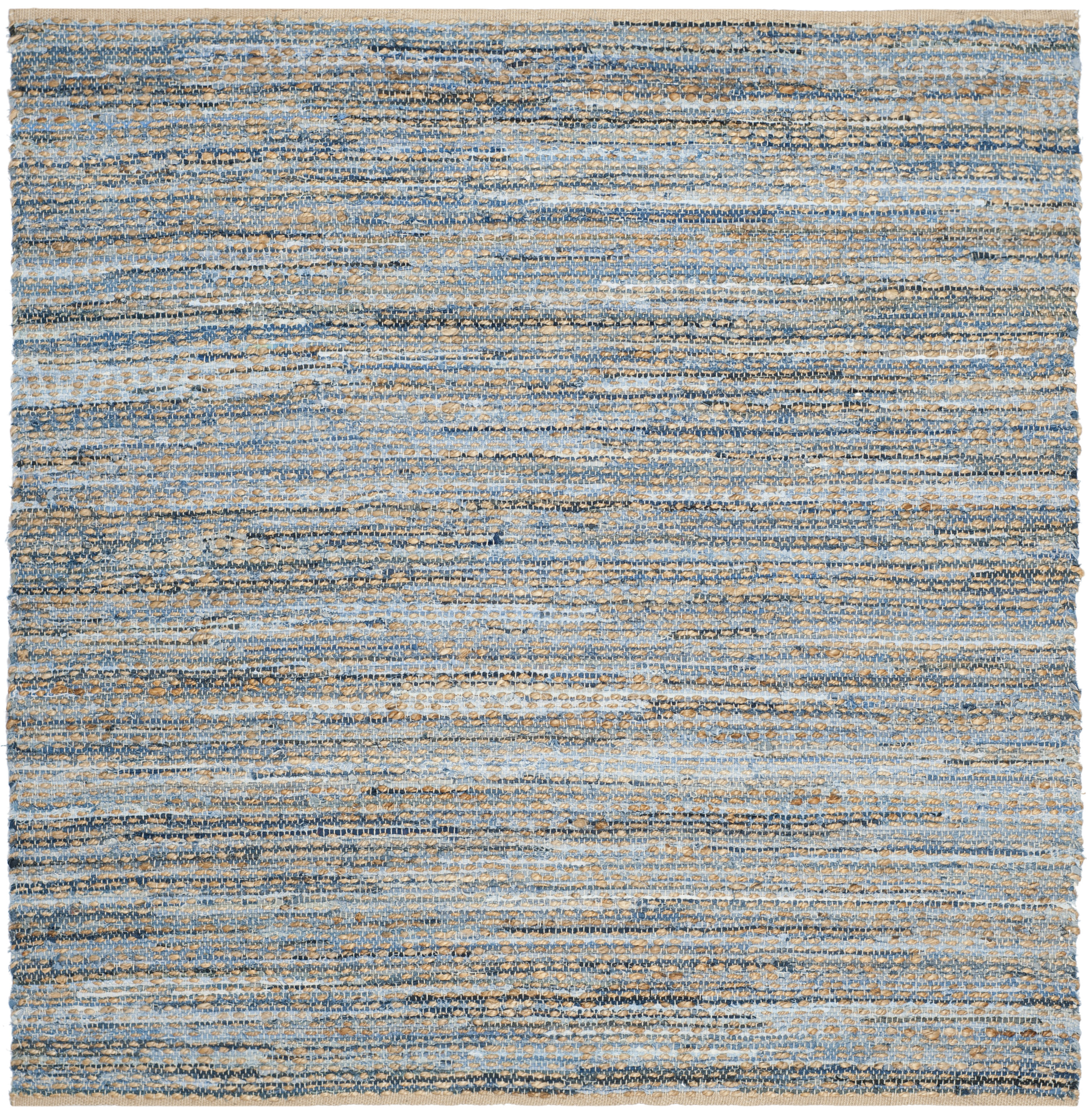 Cape Cod Blue and Natural Square Wool Area Rug