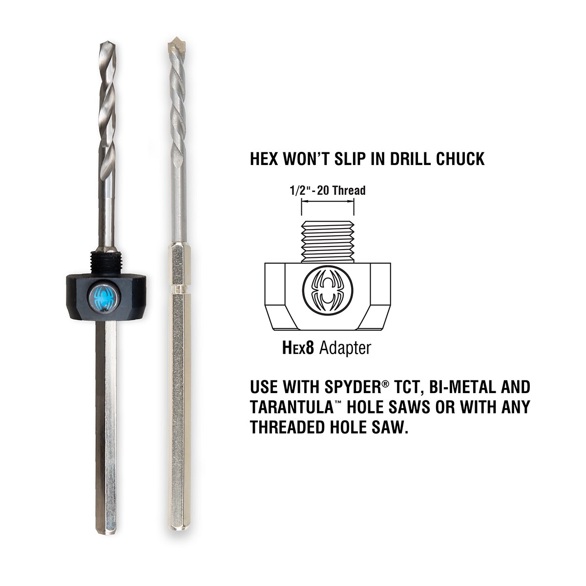 Spyder Hex 10 1/4-in x 3-1/4-in Tungsten carbide/Steel Hole Saw Pilot Bit