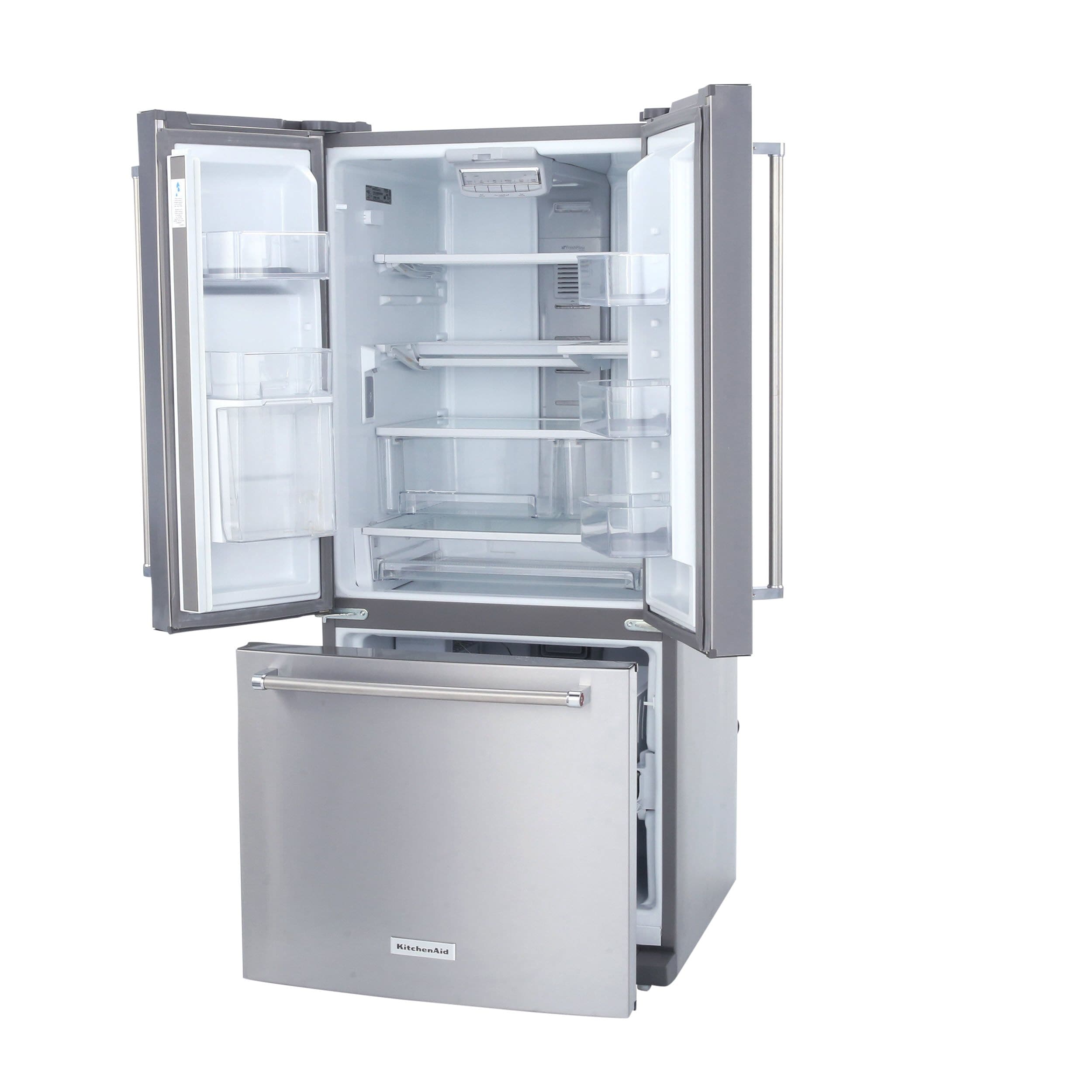 Kitchenaid 19 7 Cu Ft French Door Refrigerator With Ice Maker Stainless Steel In The French Door Refrigerators Department At Lowes Com